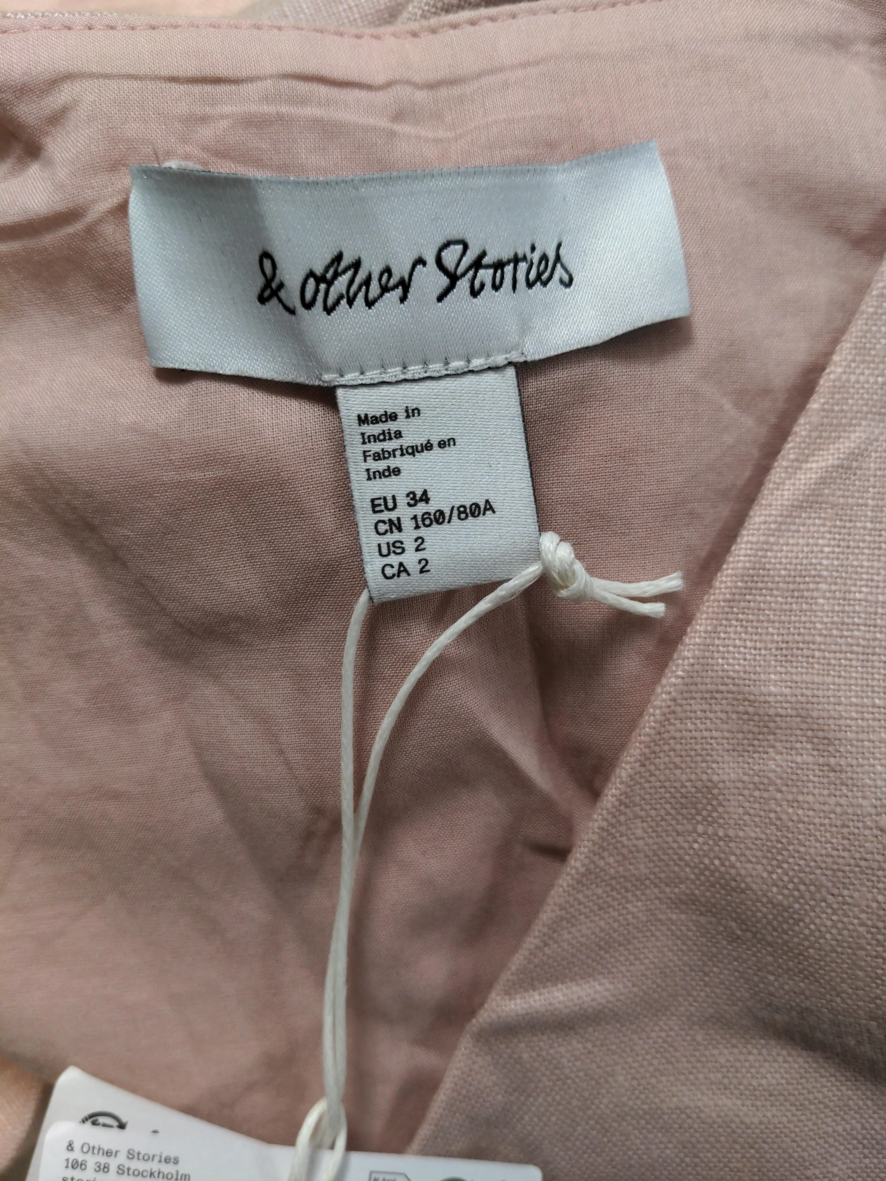 & Other Stories Women's Coat UK 6 Pink Linen with Cotton Overcoat - Image 6