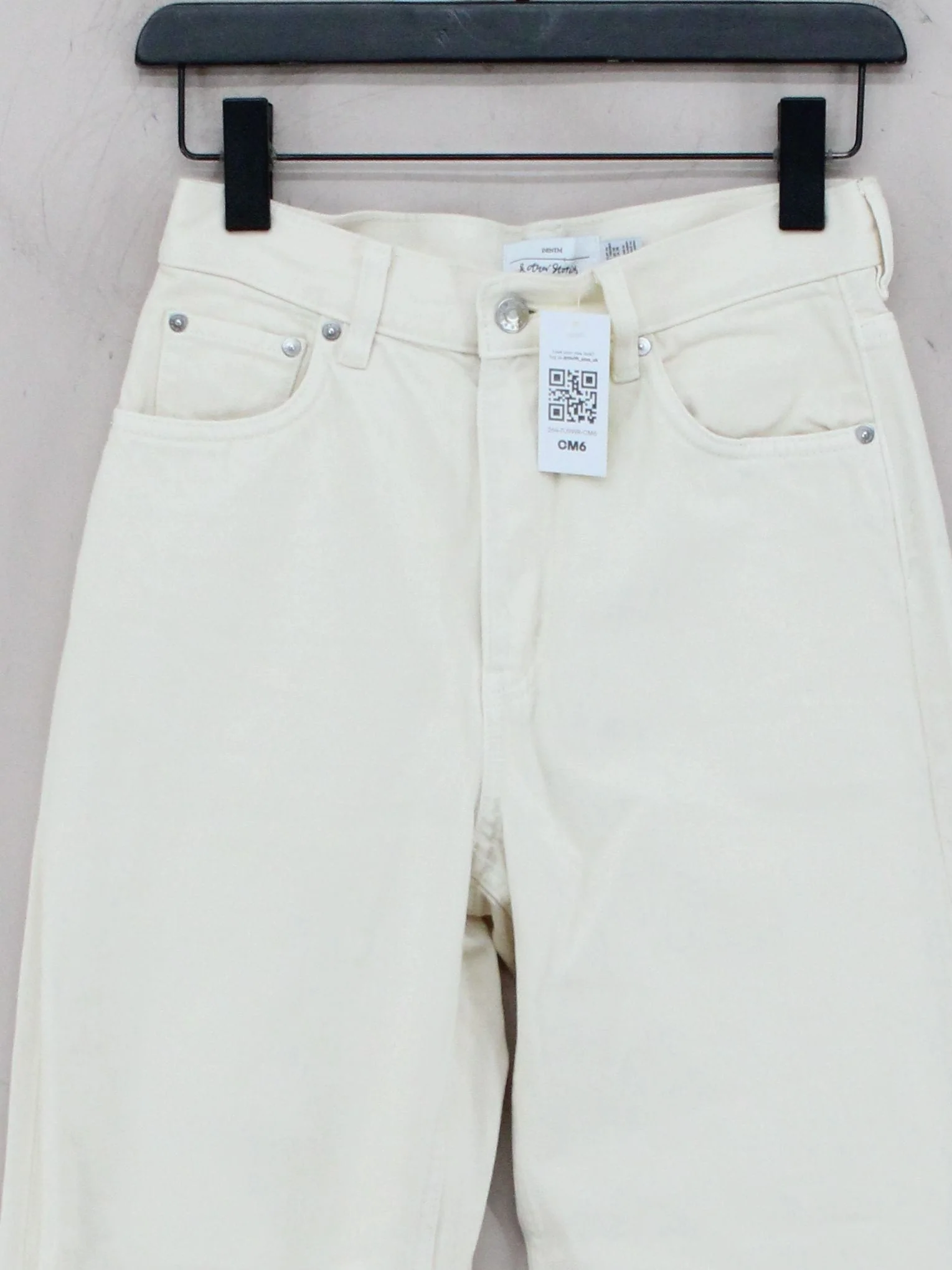 & Other Stories Women's Jeans W 26 in Cream 100% Cotton Wide-Leg - Image 3