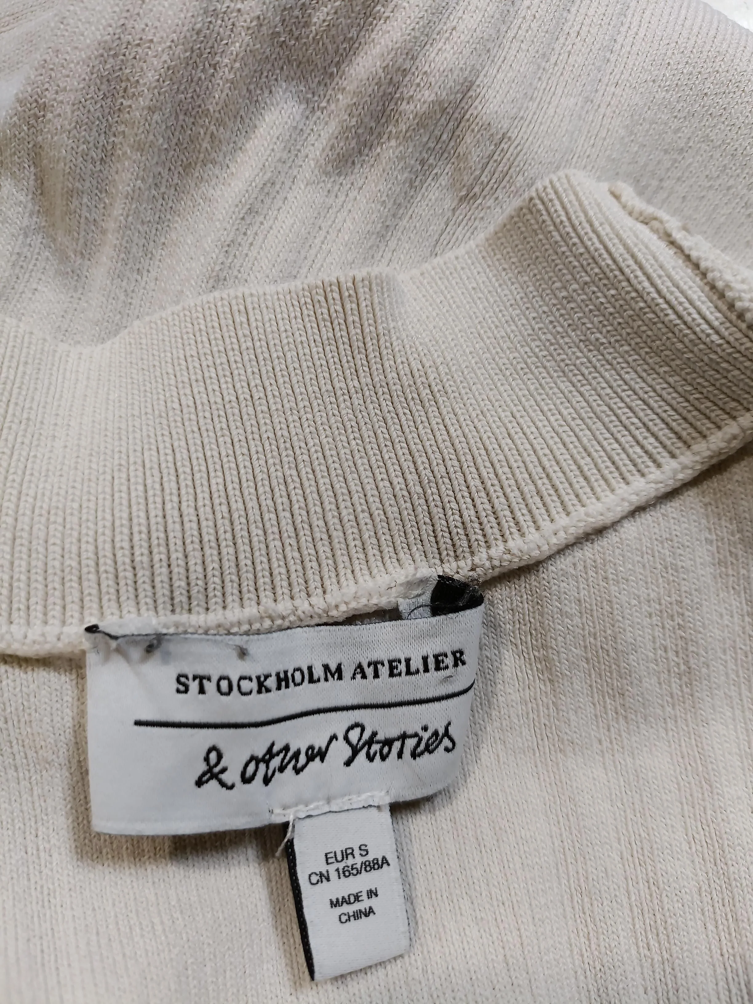 & Other Stories Women's Jumper S Cream Viscose with Polyamide Mock Neck Pullover - Image 5