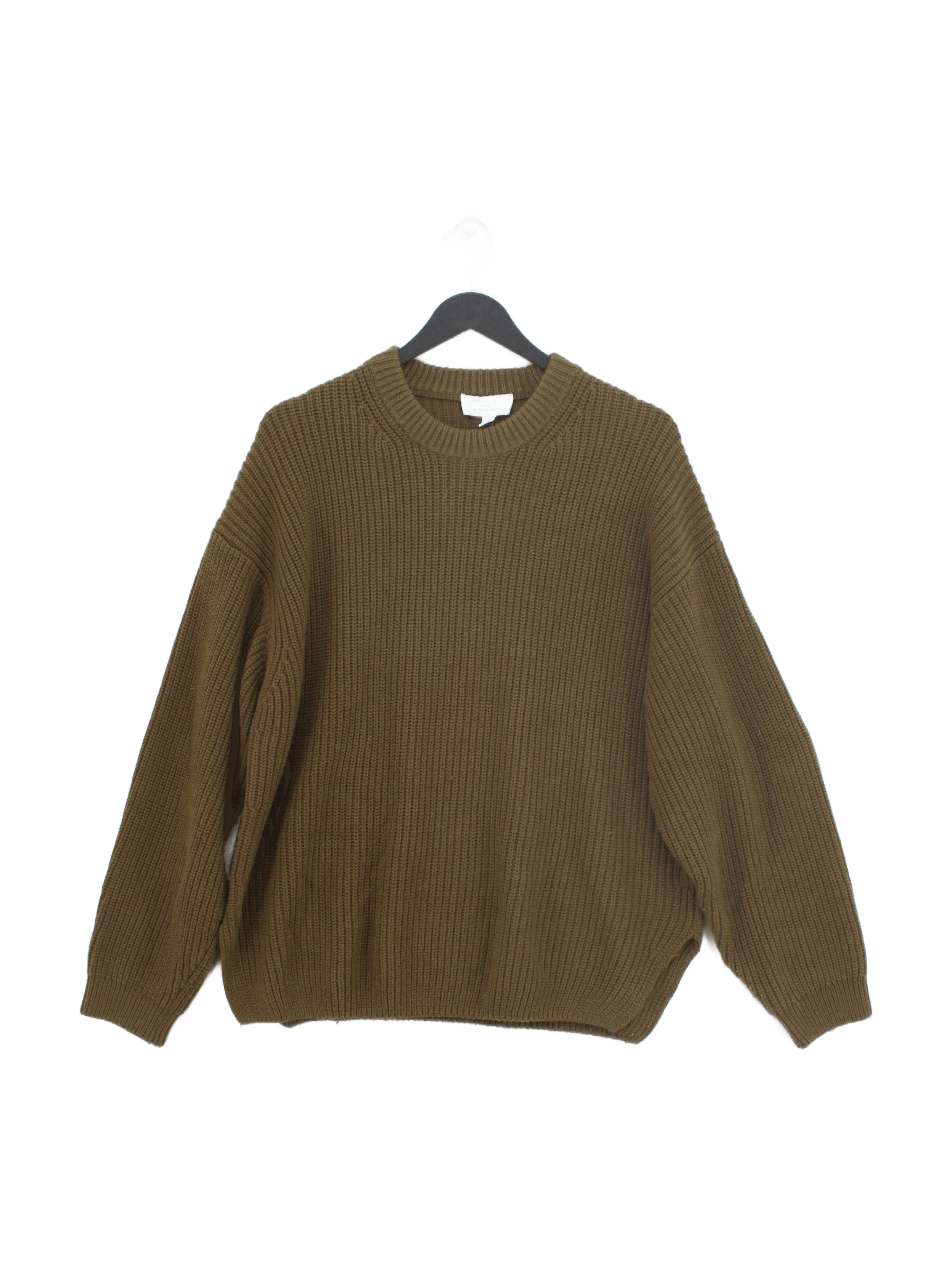 & Other Stories Women's Jumper S Green Wool with Polyamide Round Neck Pullover