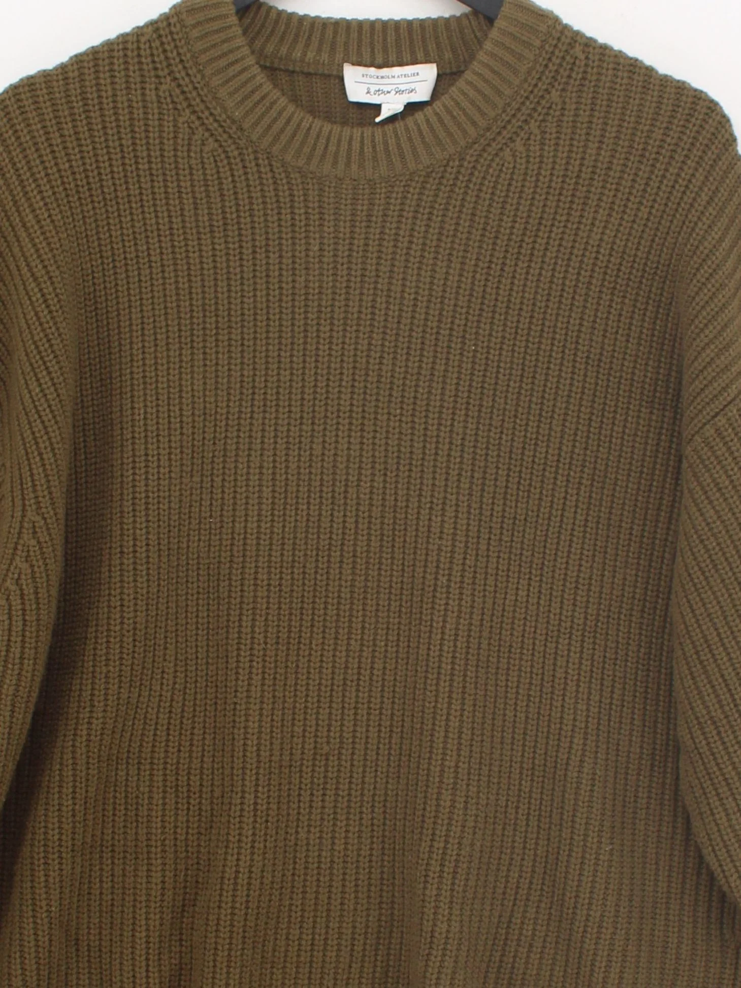 & Other Stories Women's Jumper S Green Wool with Polyamide Round Neck Pullover - Image 3