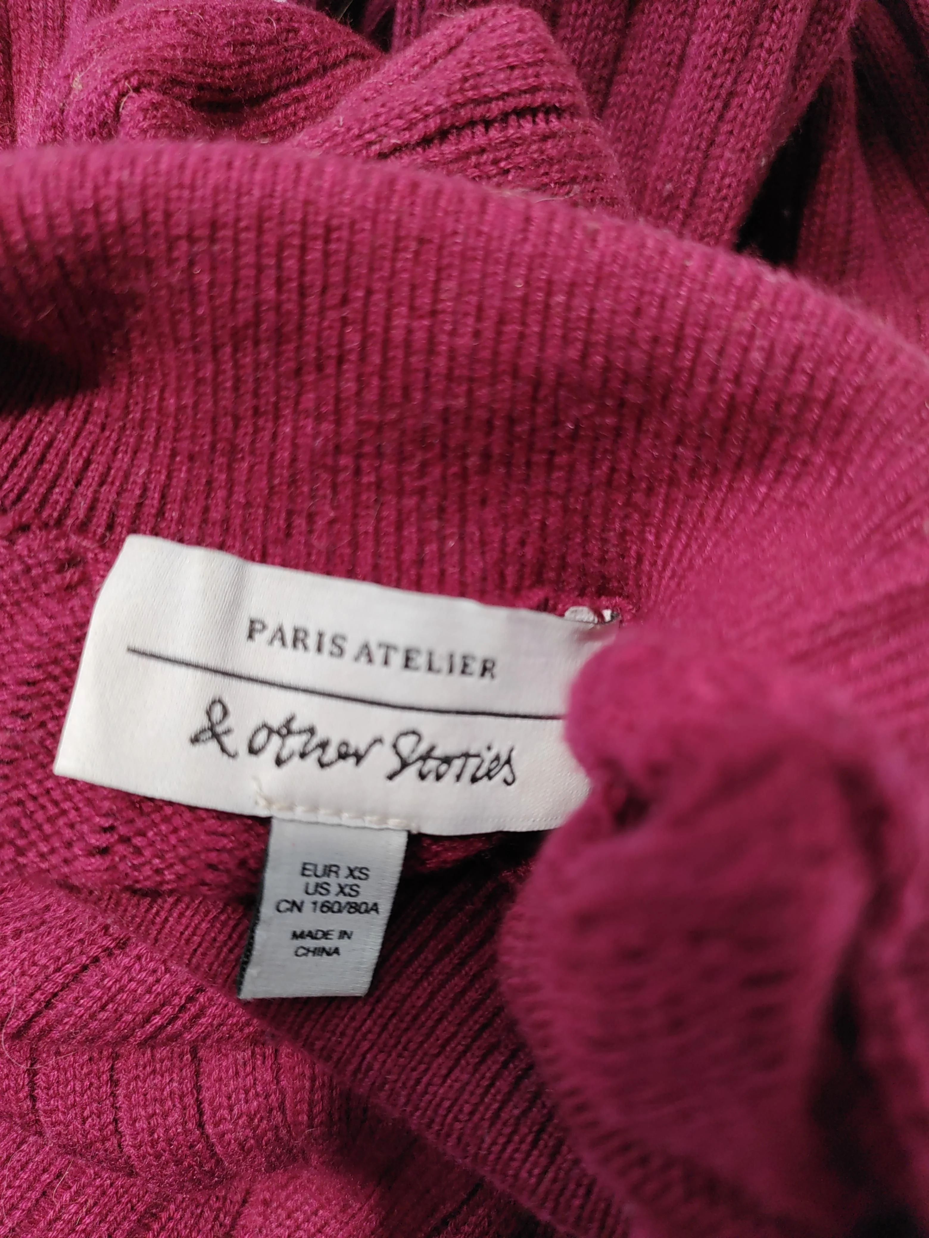 & Other Stories Women's Jumper XS Red Wool with Polyamide Mock Neck Pullover - Image 6