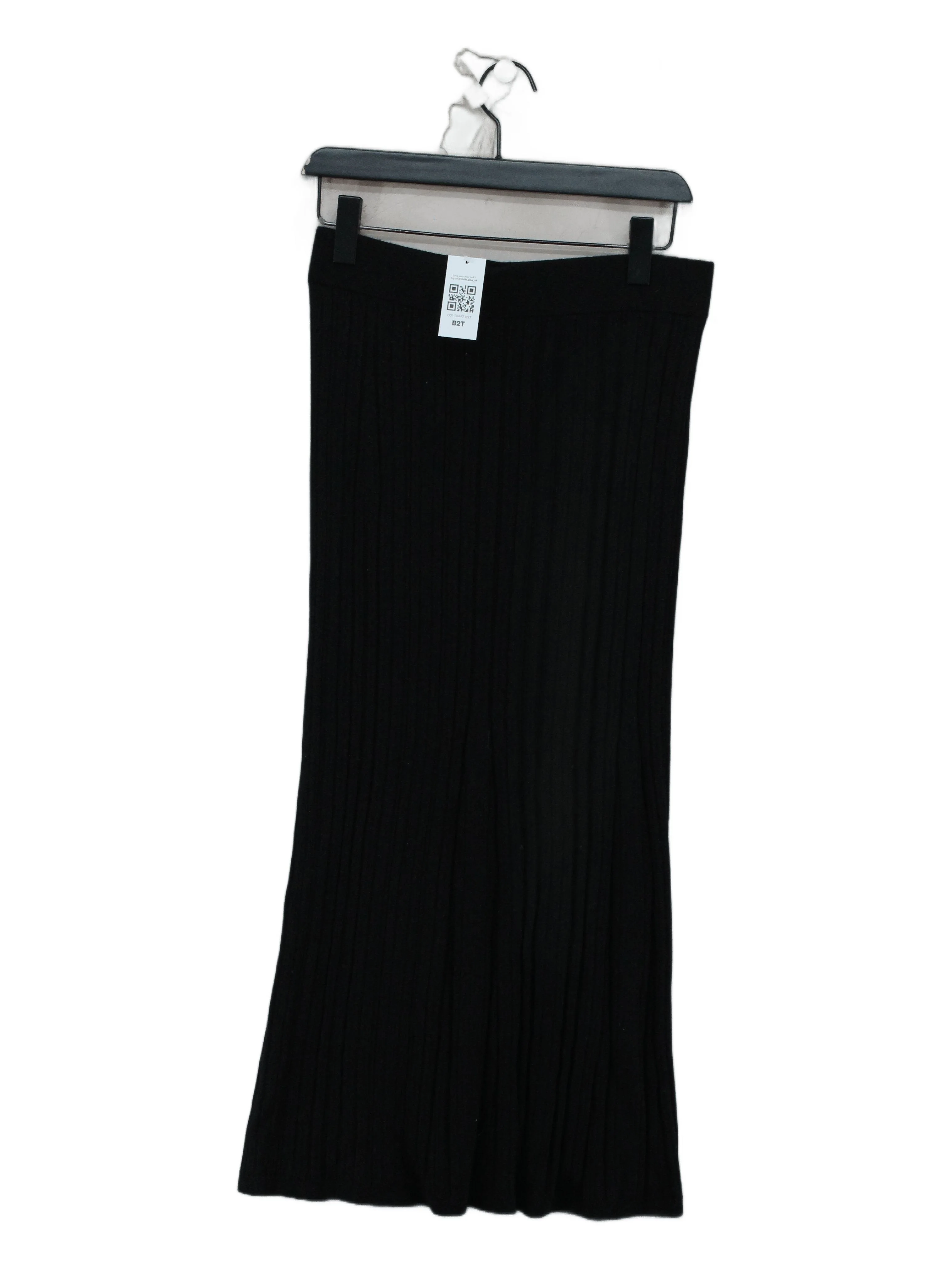& Other Stories Women's Midi Skirt M Black Wool with Polyamide Midi Pleated