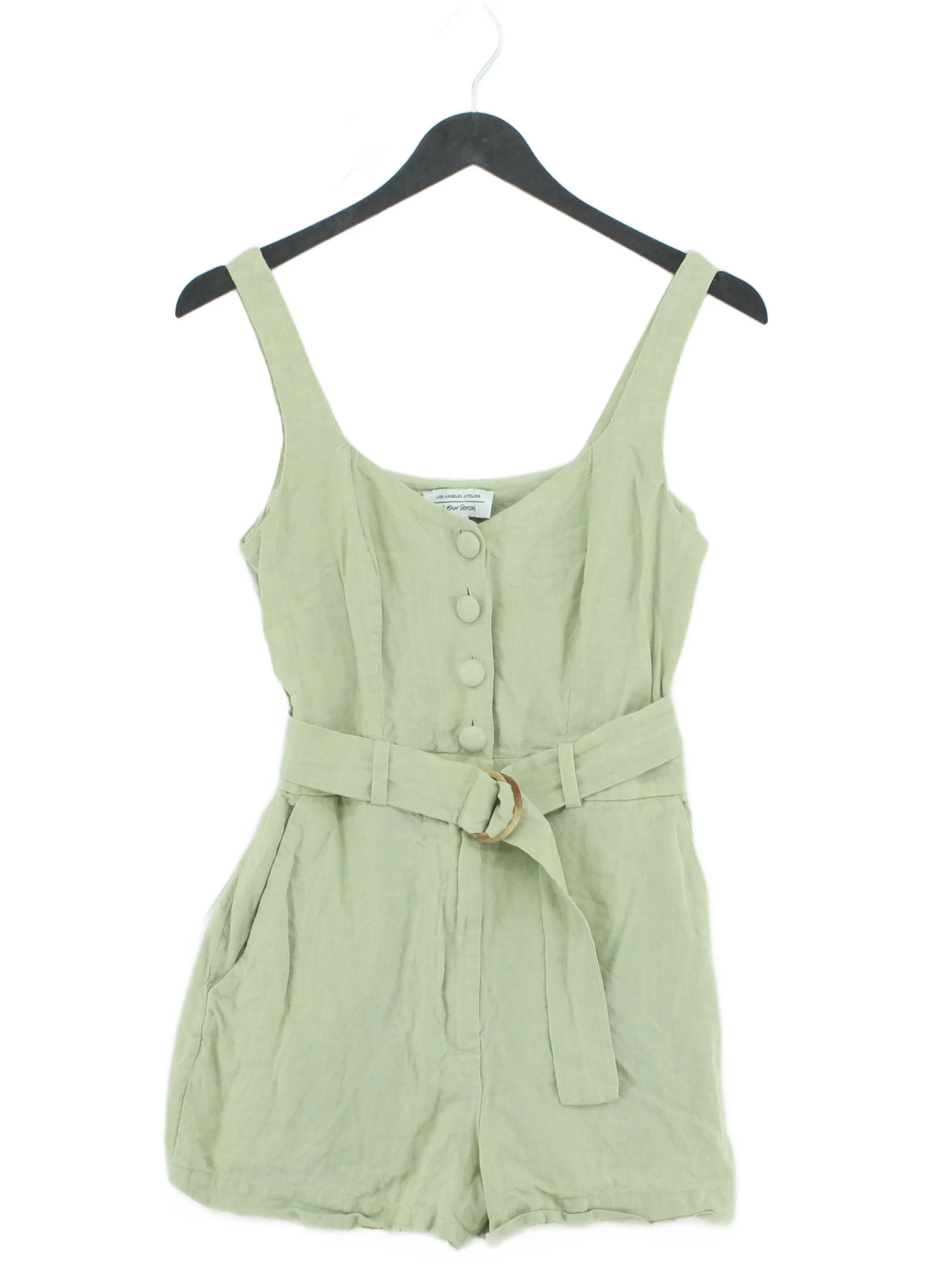 & Other Stories Women's Playsuit UK 8 Green 100% Linen Playsuit