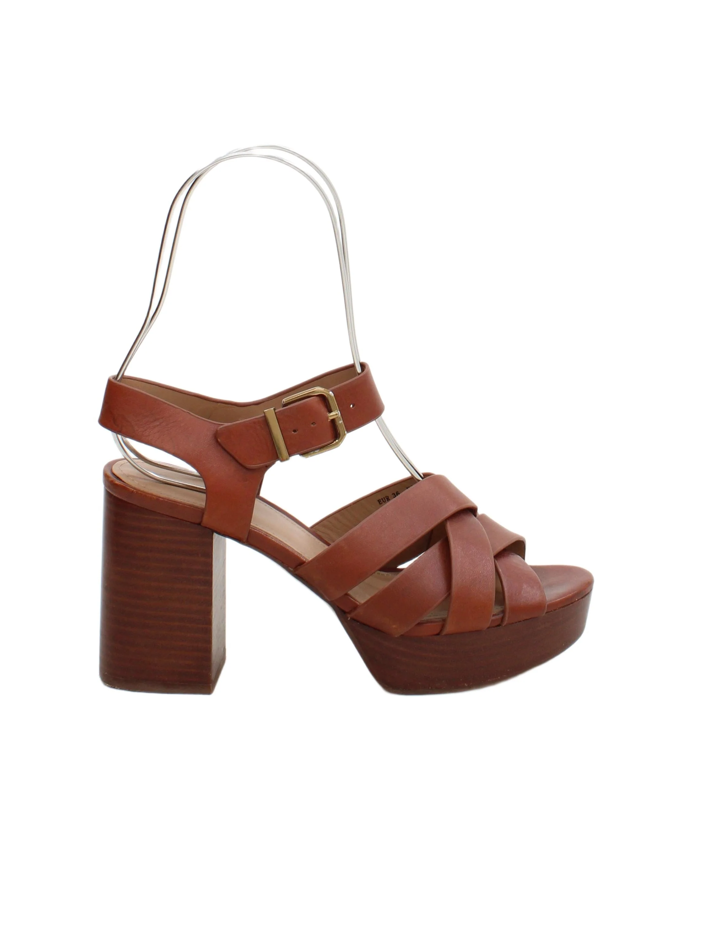 & Other Stories Women's Sandals UK 3 Brown 100% Leather Strappy