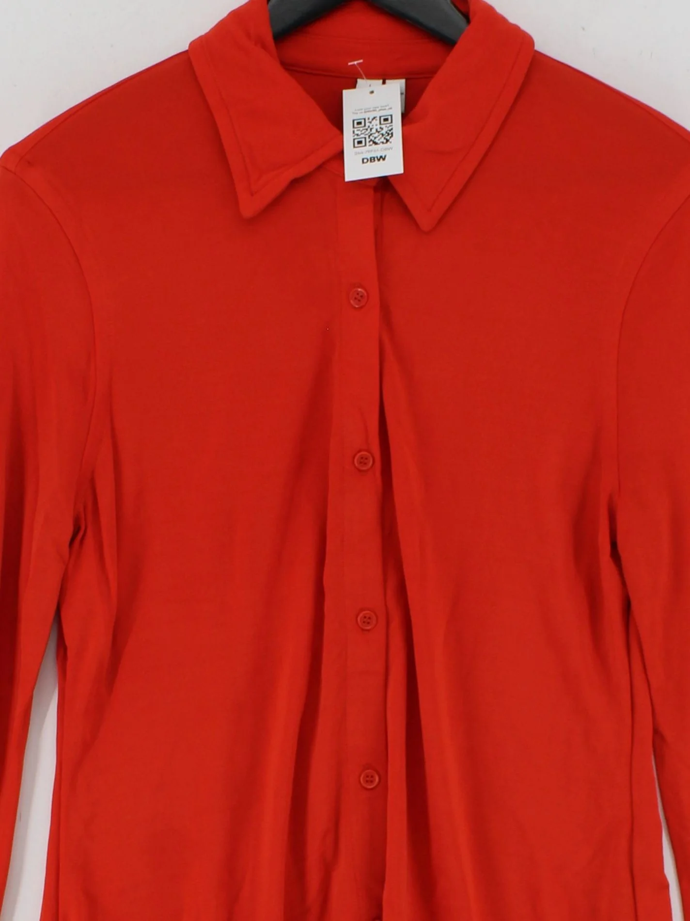 & Other Stories Women's Shirt L Red 100% Viscose Long Sleeve Collared Basic - Image 3