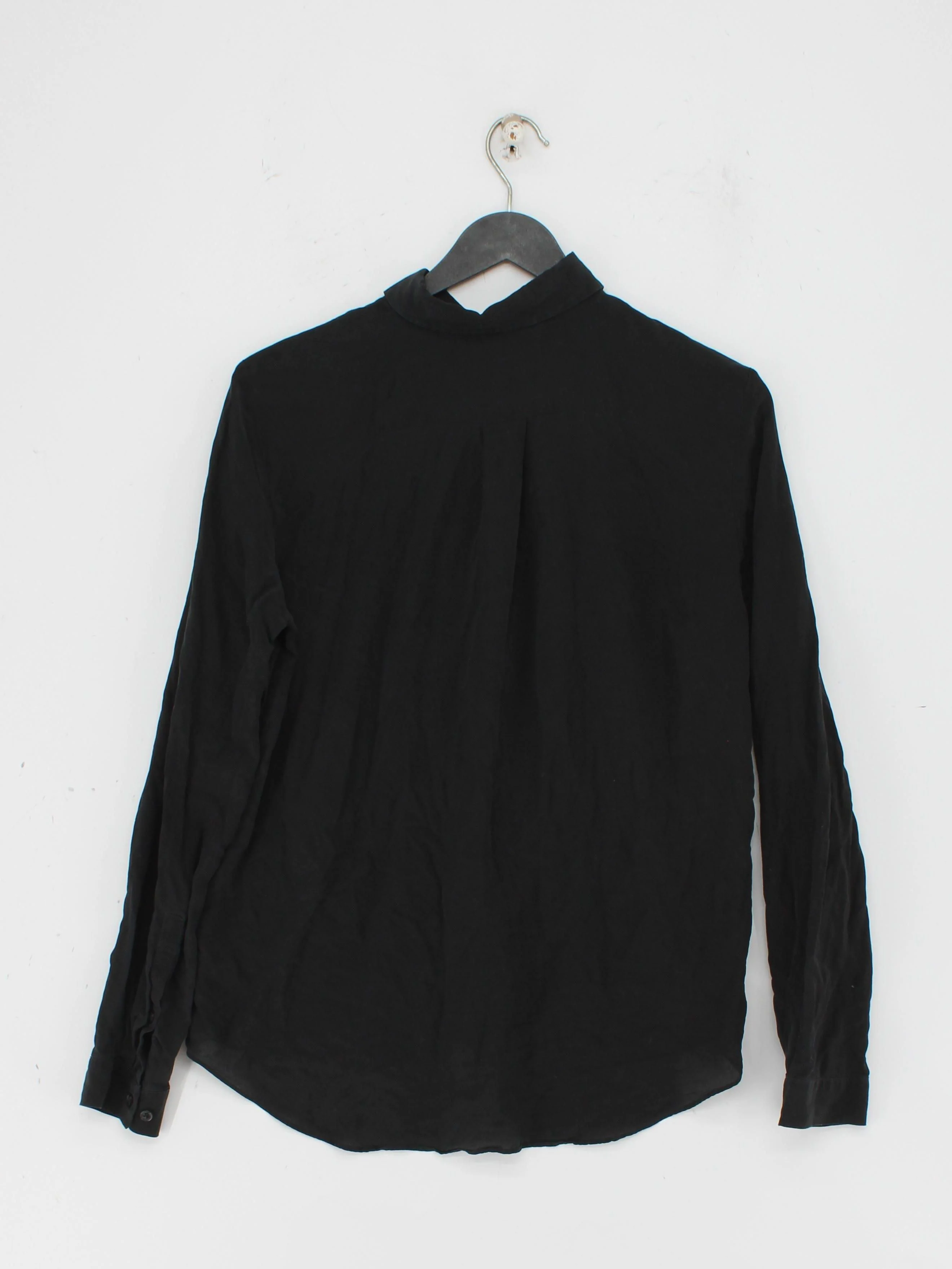 & Other Stories Women's Shirt UK 6 Black 100% Silk Long Sleeve Collared Basic - Image 2