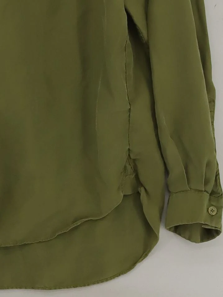 & Other Stories Women's Shirt UK 8 Green 100% Silk Long Sleeve Collared Basic - Image 4