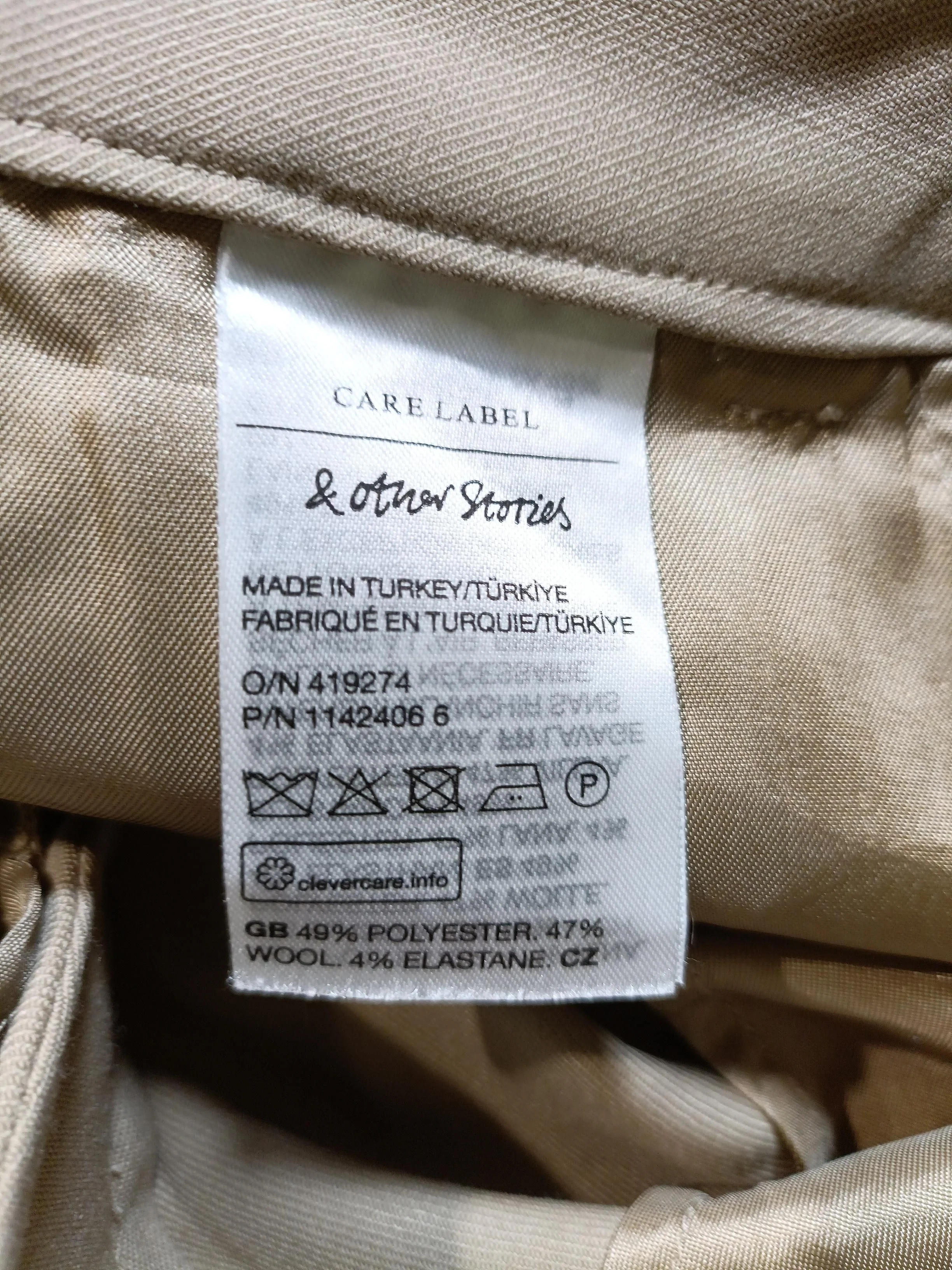 & Other Stories Women's Suit Trousers UK 4 Tan Polyester - Image 6