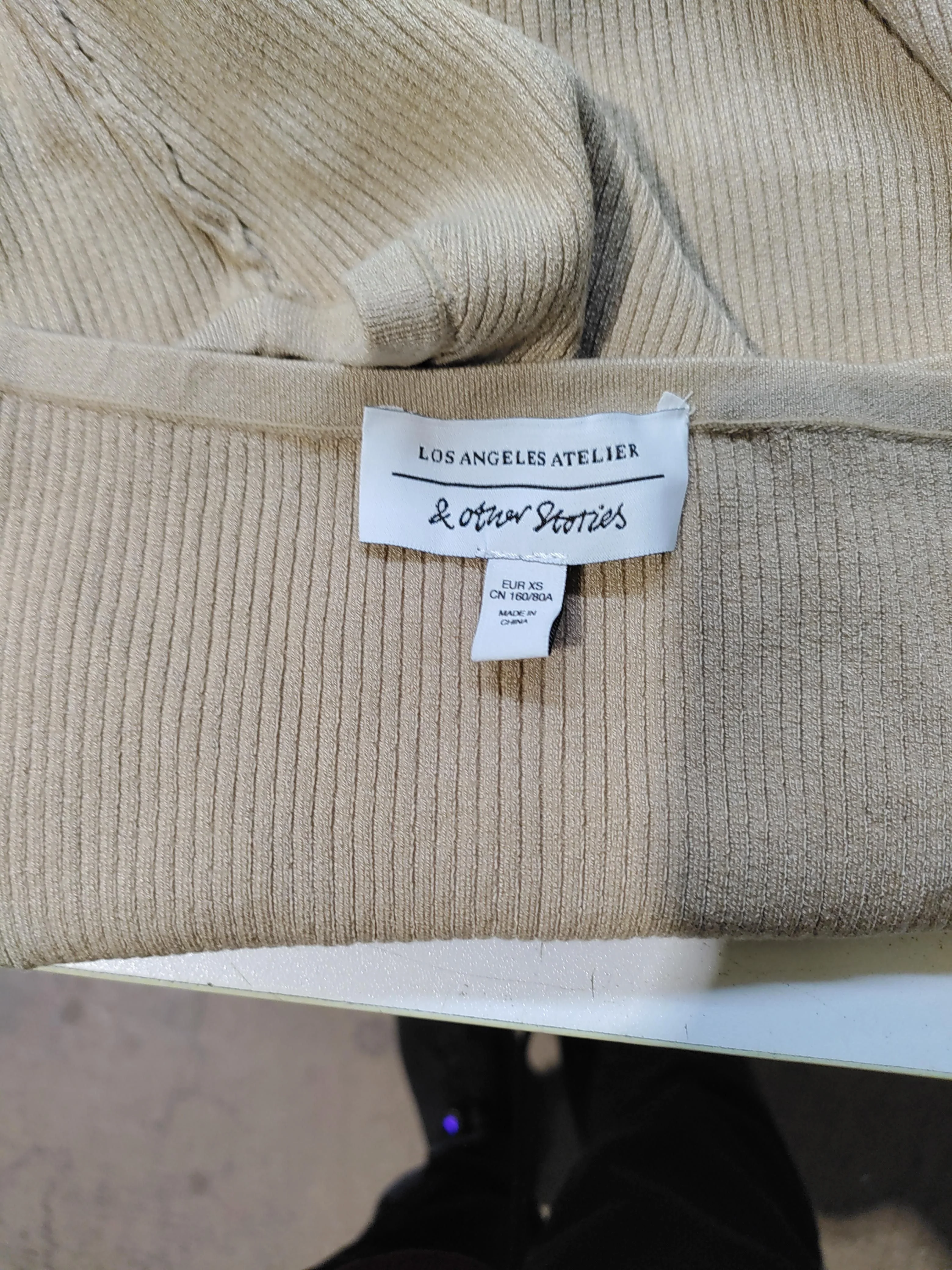 & Other Stories Women's T-Shirt XS Tan Viscose with Polyamide, Elastane Basic - Image 5