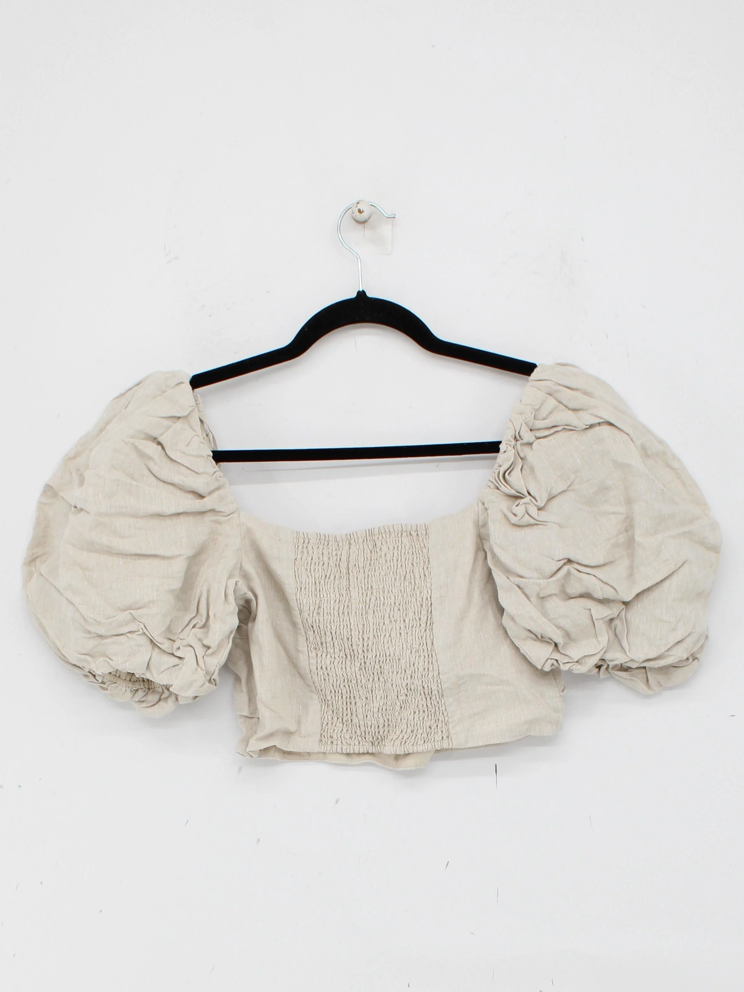 & Other Stories Women's Top UK 10 Cream 100% Linen Cropped - Image 2