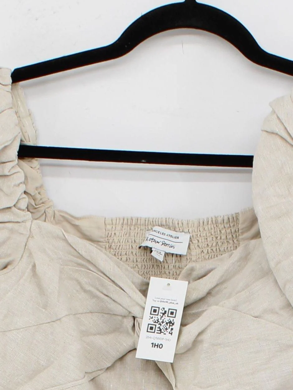 & Other Stories Women's Top UK 10 Cream 100% Linen Cropped - Image 3