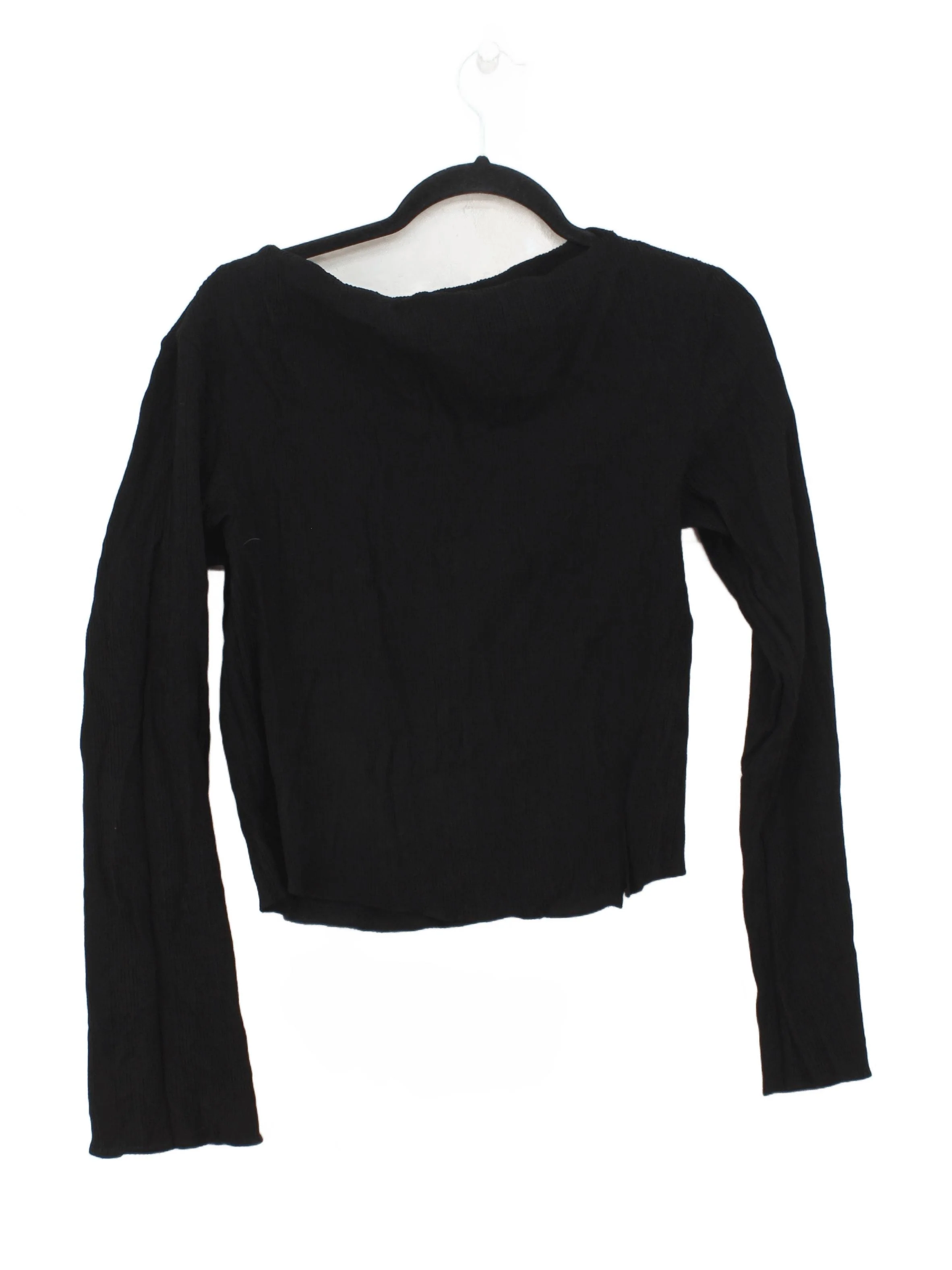 & Other Stories Women's Top UK 12 Black Viscose with Polyamide, Elastane Cropped