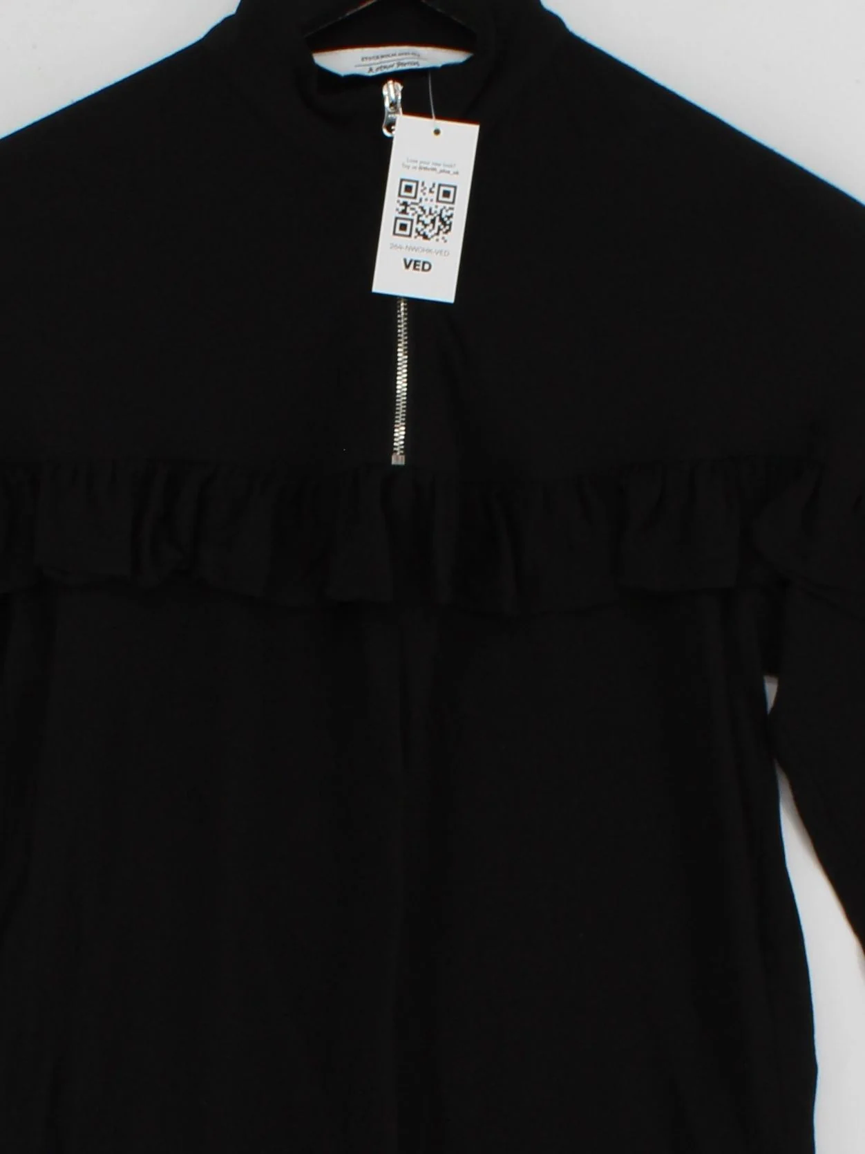 & Other Stories Women's Top UK 6 Black 100% Viscose Long Sleeve High Neck Basic - Image 3