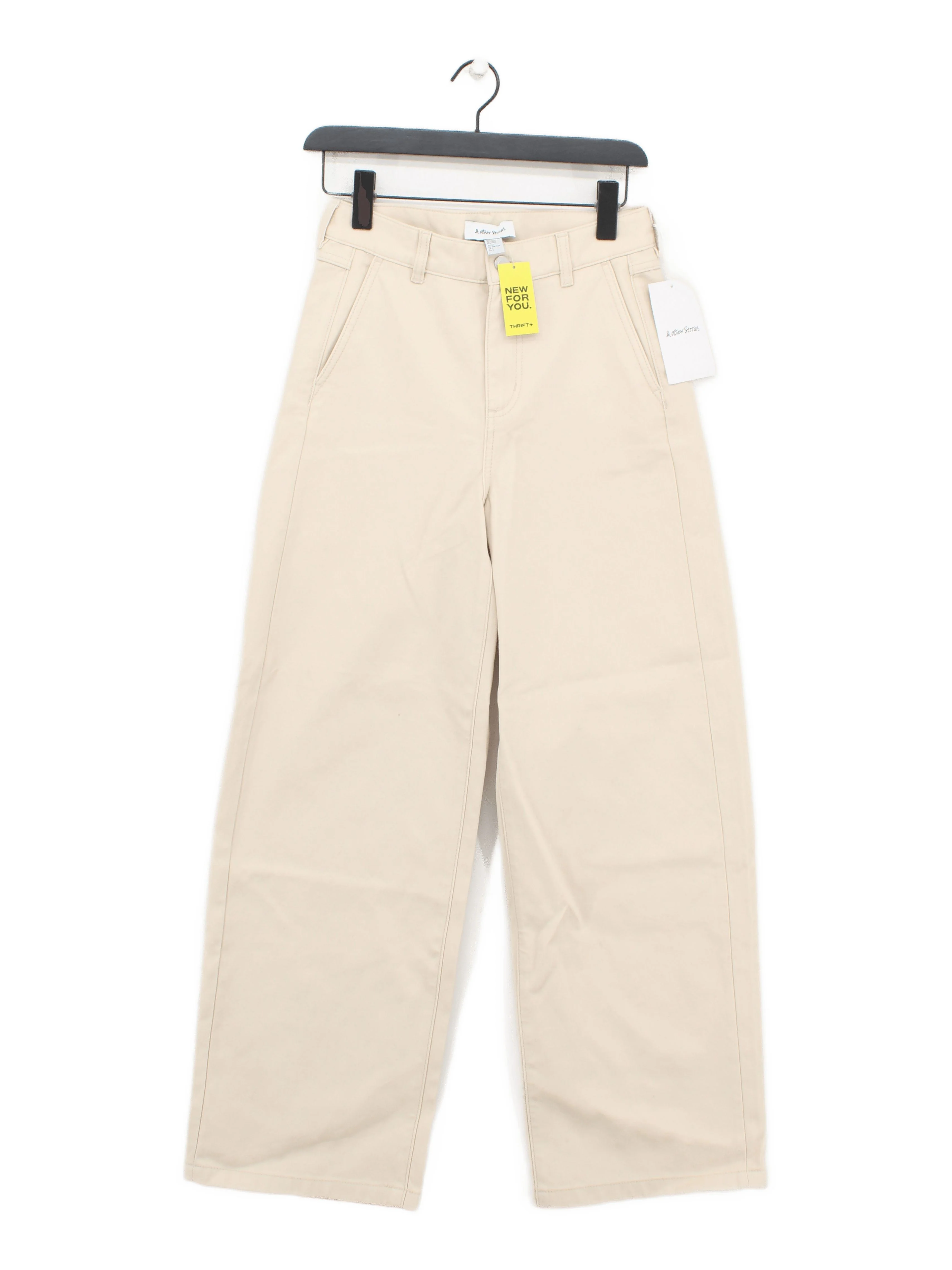 & Other Stories Women's Trousers UK 6 Cream 100% Cotton Wide-Leg Chino