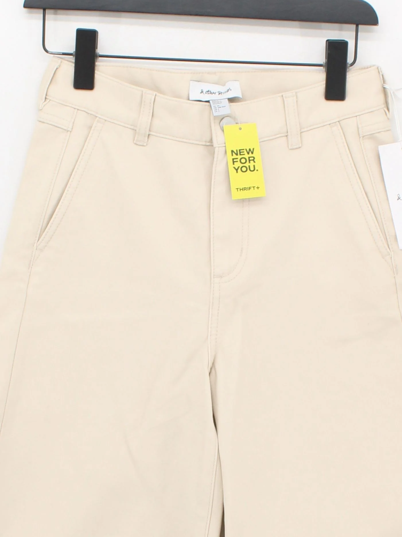 & Other Stories Women's Trousers UK 6 Cream 100% Cotton Wide-Leg Chino - Image 3