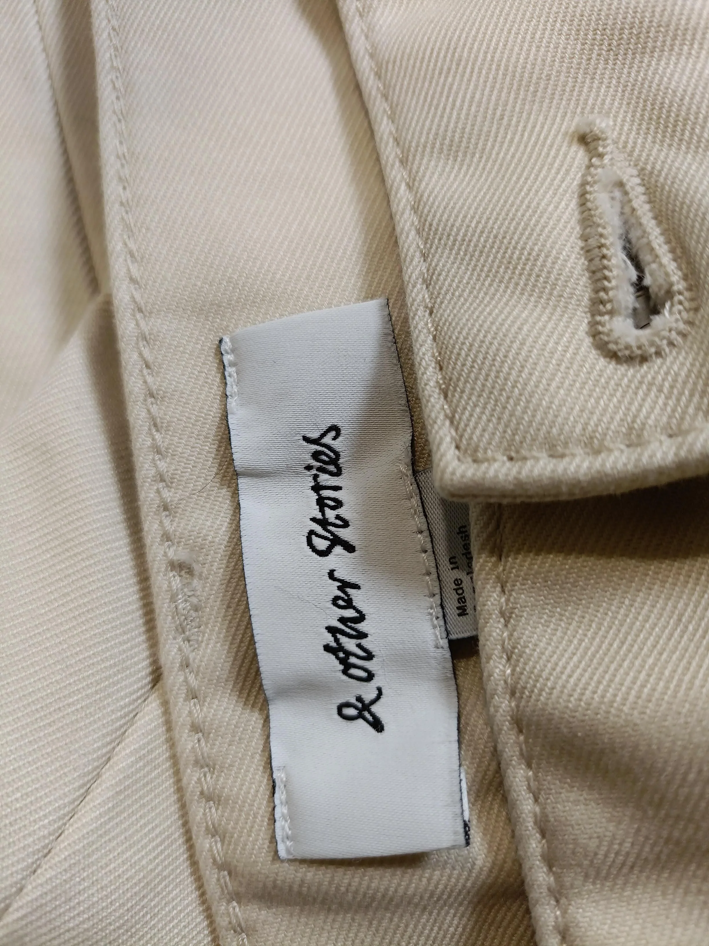 & Other Stories Women's Trousers UK 6 Cream 100% Cotton Wide-Leg Chino - Image 5
