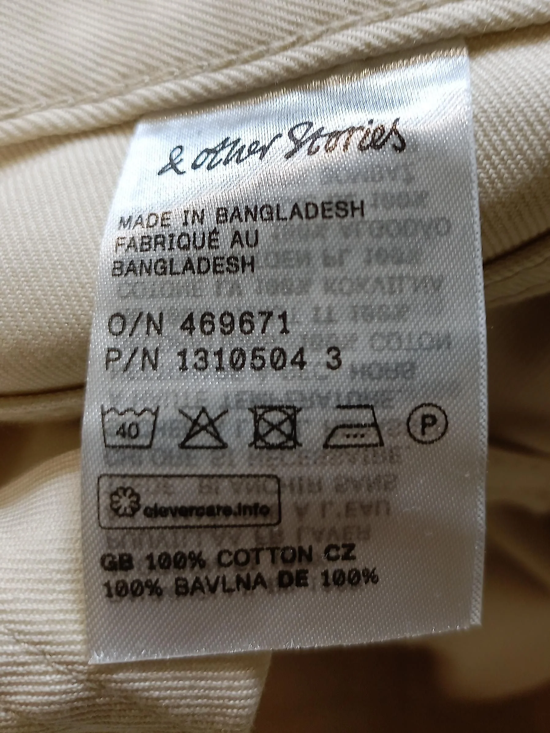 & Other Stories Women's Trousers UK 6 Cream 100% Cotton Wide-Leg Chino - Image 6