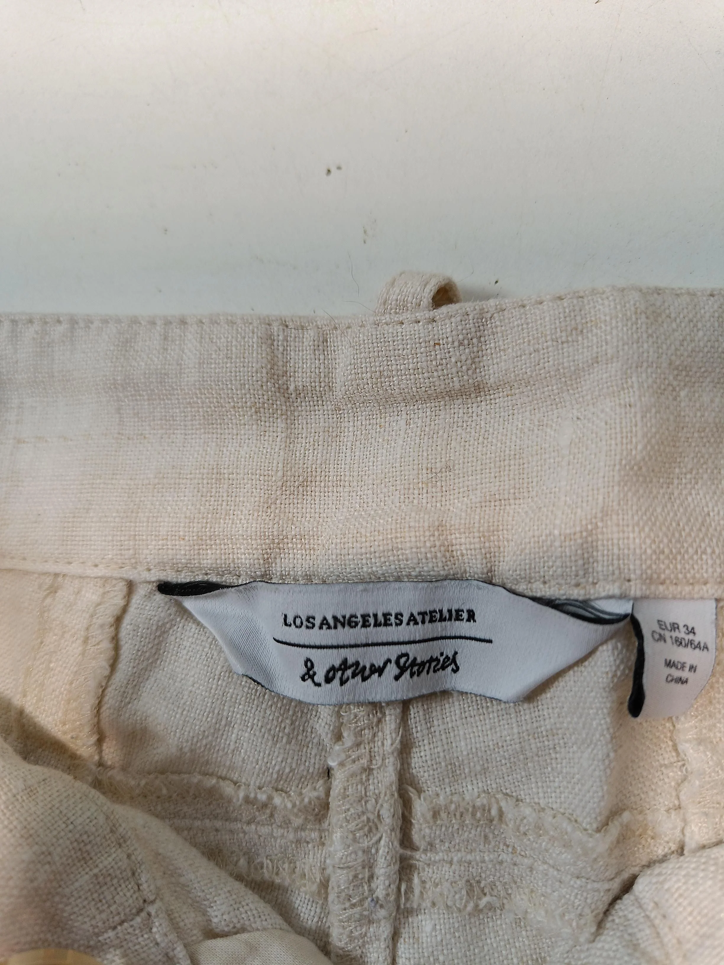 & Other Stories Women's Trousers UK 6 Cream 100% Linen Wide-Leg Chino - Image 6