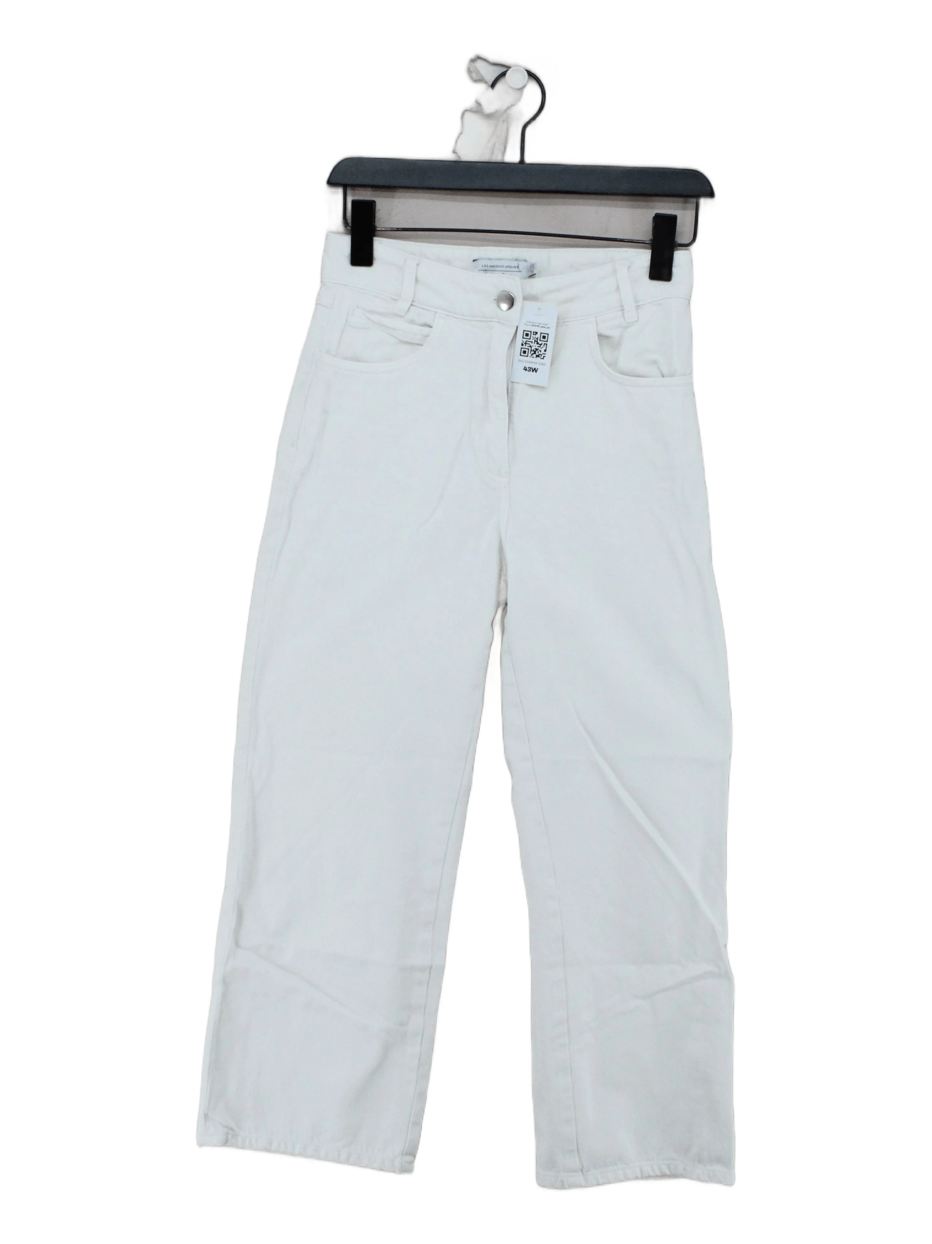 & Other Stories Women's Trousers UK 8 White 100% Cotton Straight Chino