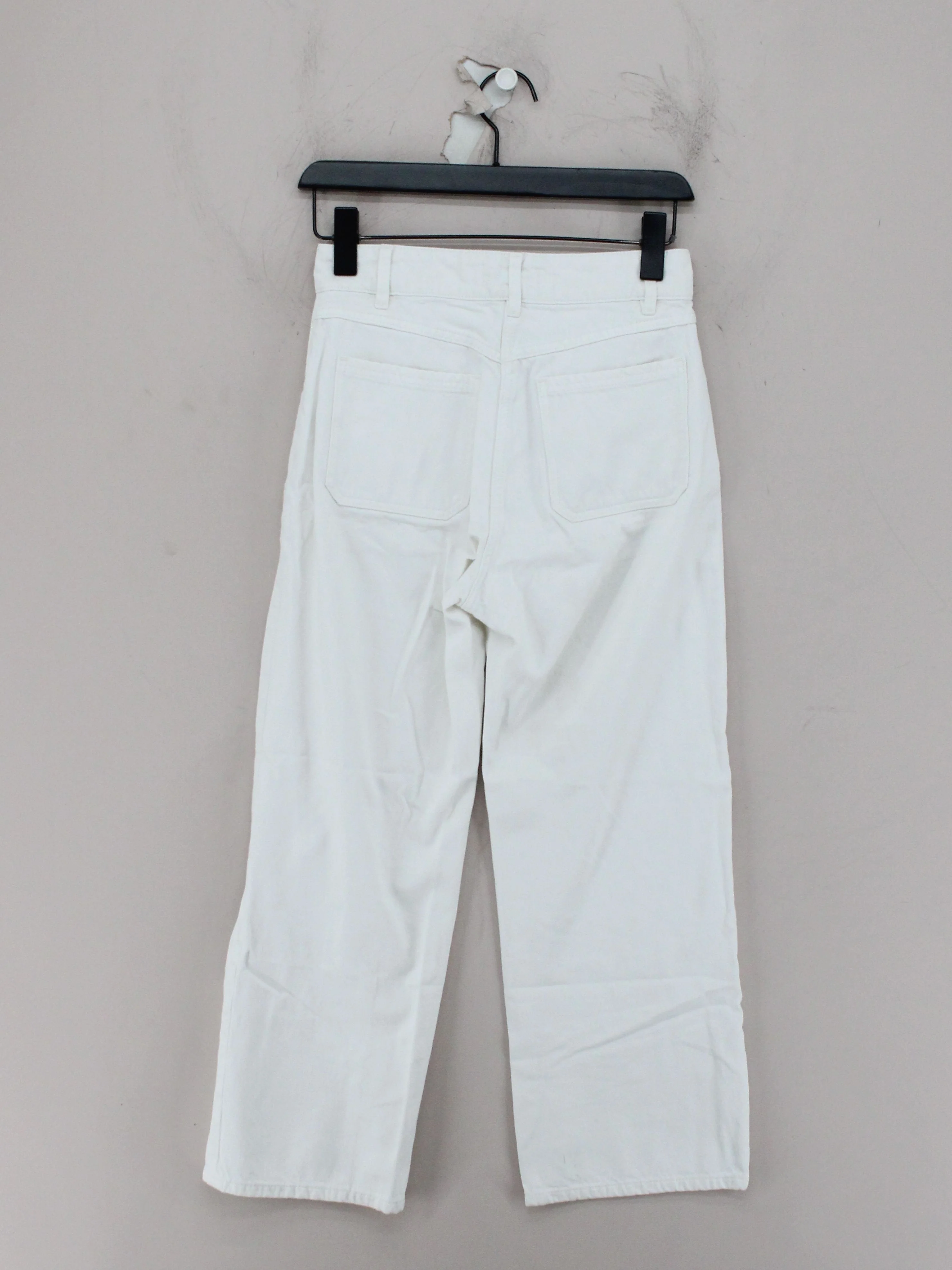 & Other Stories Women's Trousers UK 8 White 100% Cotton Straight Chino - Image 2