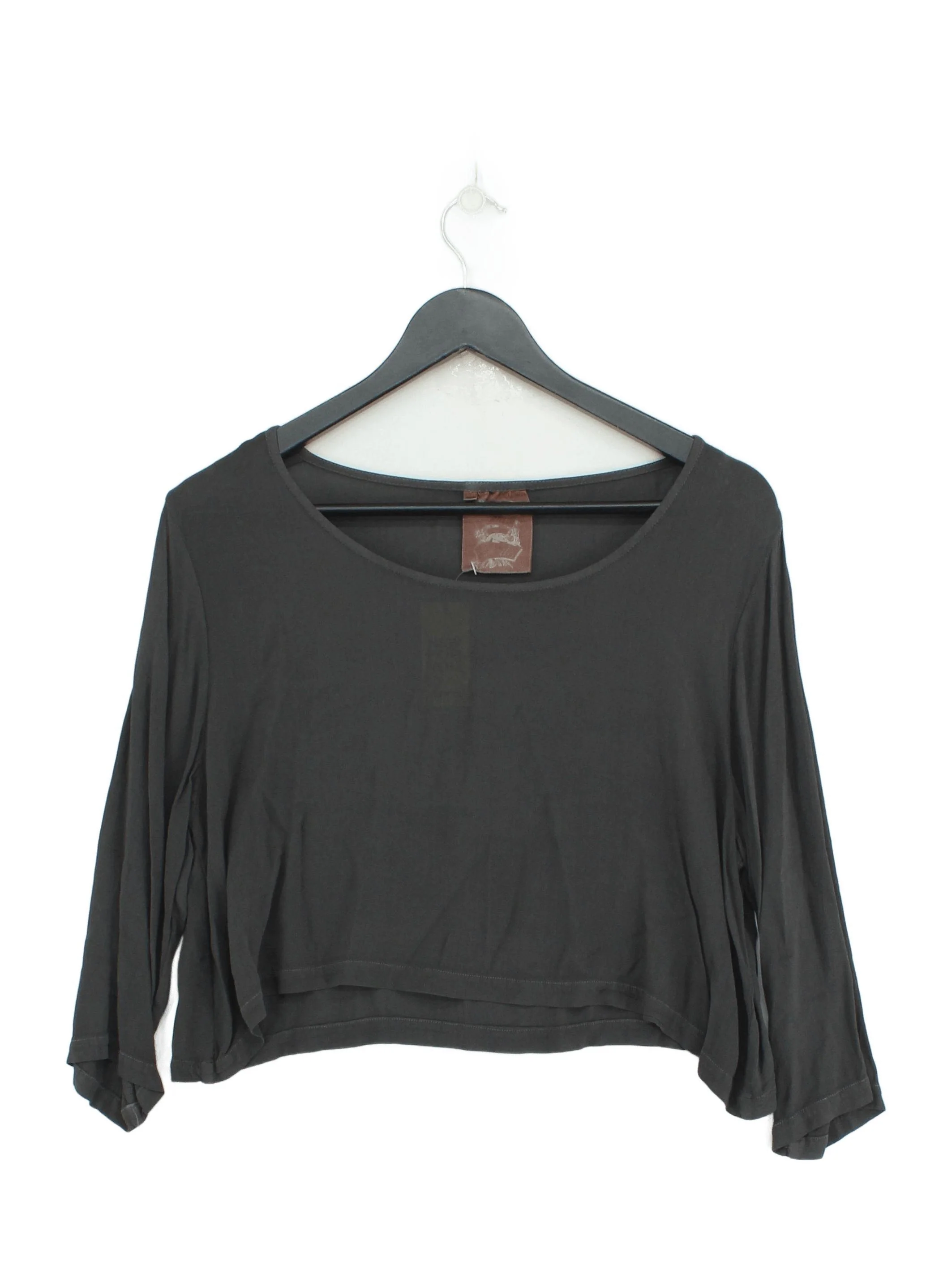 Out Of Xile Women's Top M Grey 100% Viscose Long Sleeve Round Neck Cropped