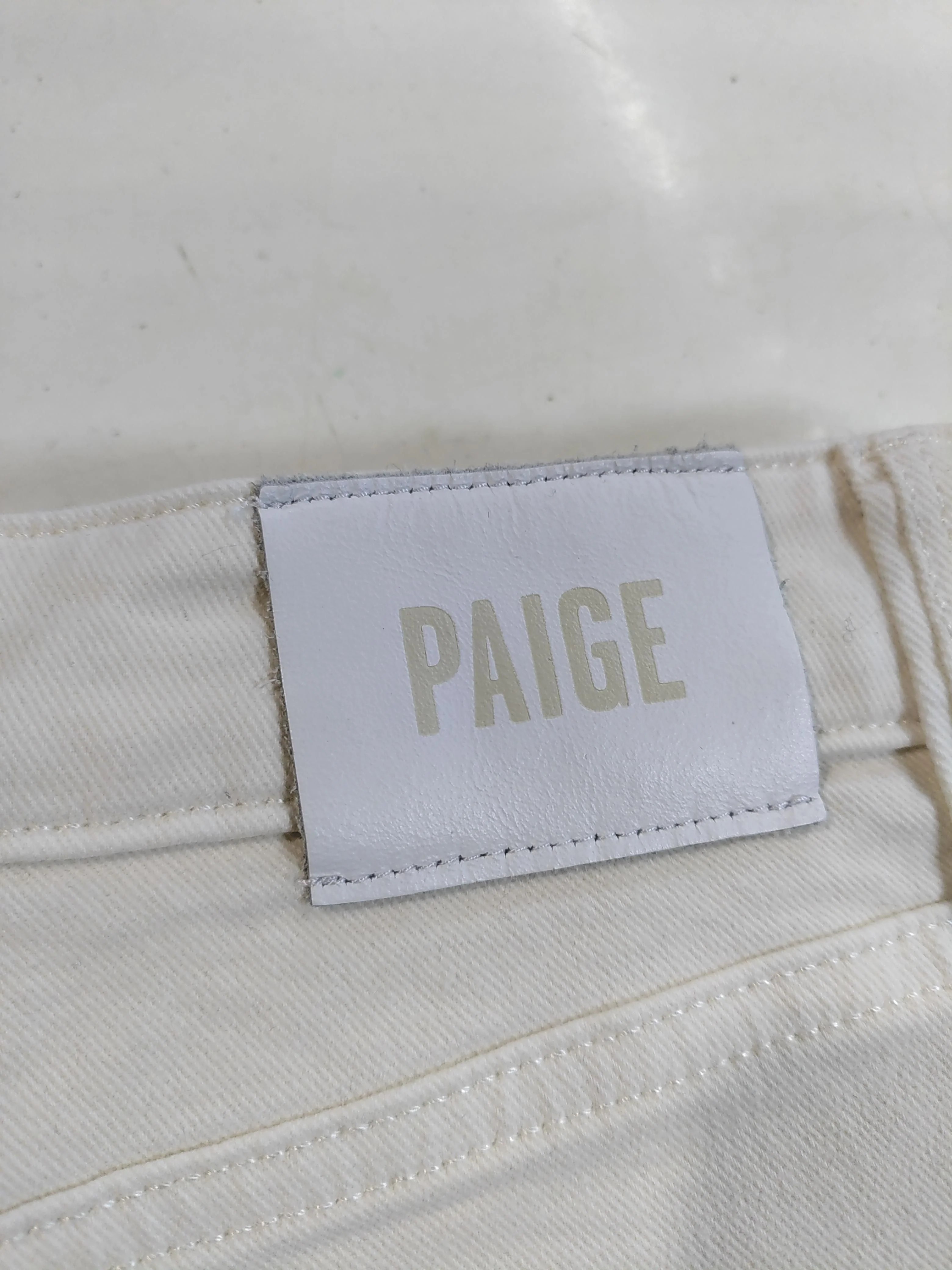 Paige Women's Jeans UK 2 Cream Cotton with Elastane Wide-Leg - Image 5
