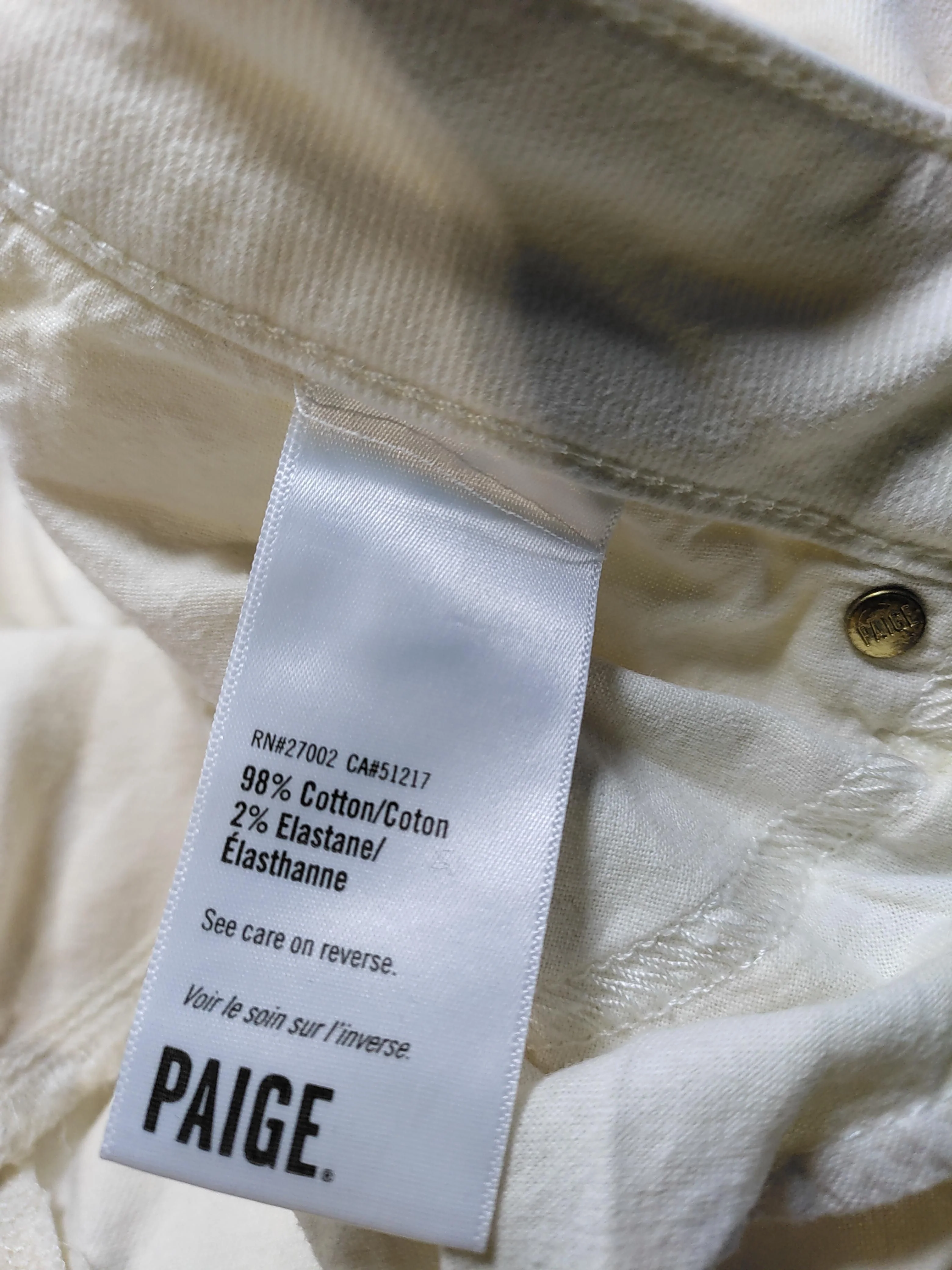 Paige Women's Jeans UK 2 Cream Cotton with Elastane Wide-Leg - Image 6