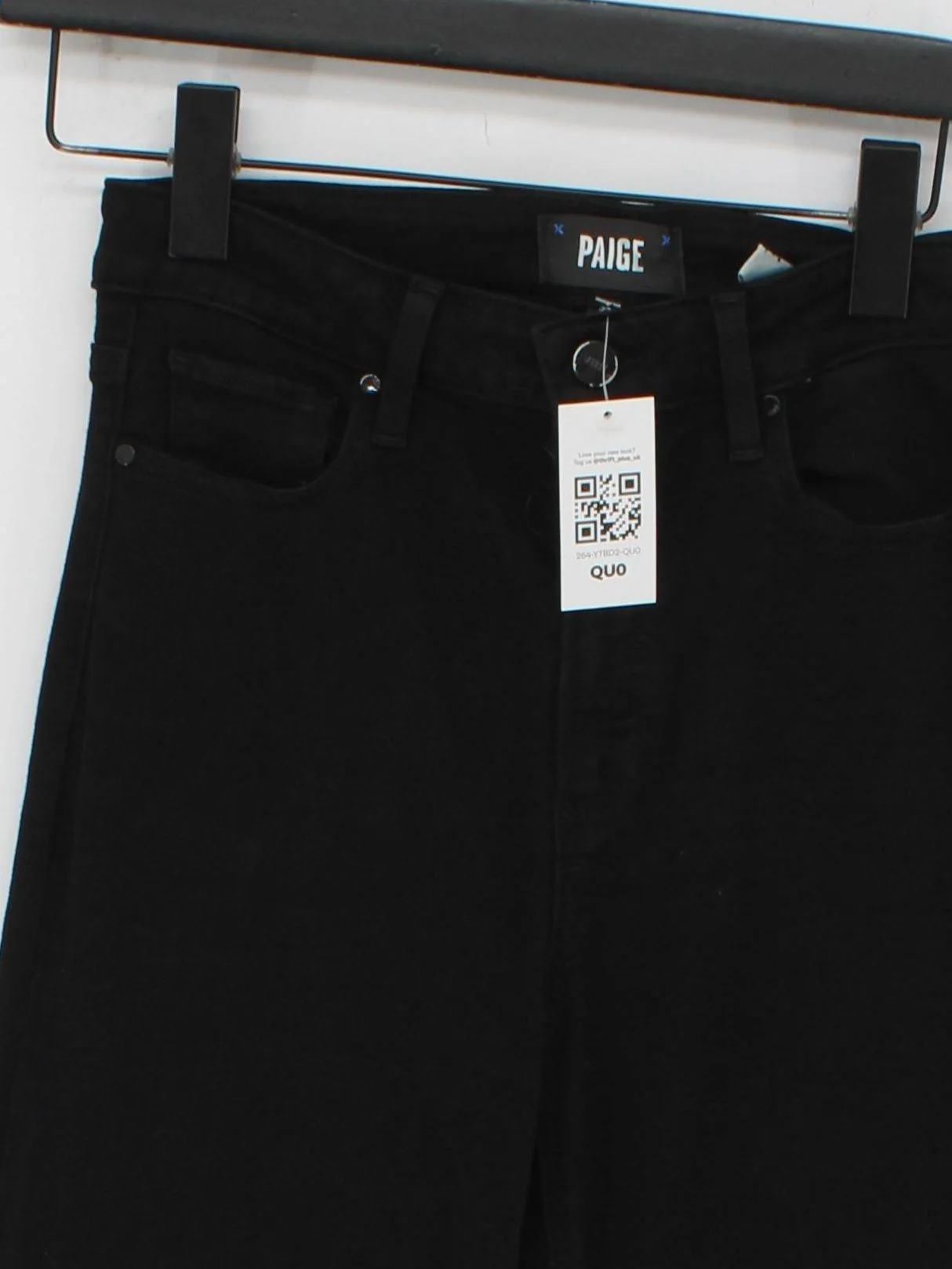 Paige Women's Jeans W 27 in Black Rayon with Cotton, Polyester, Spandex Wide-Leg - Image 3