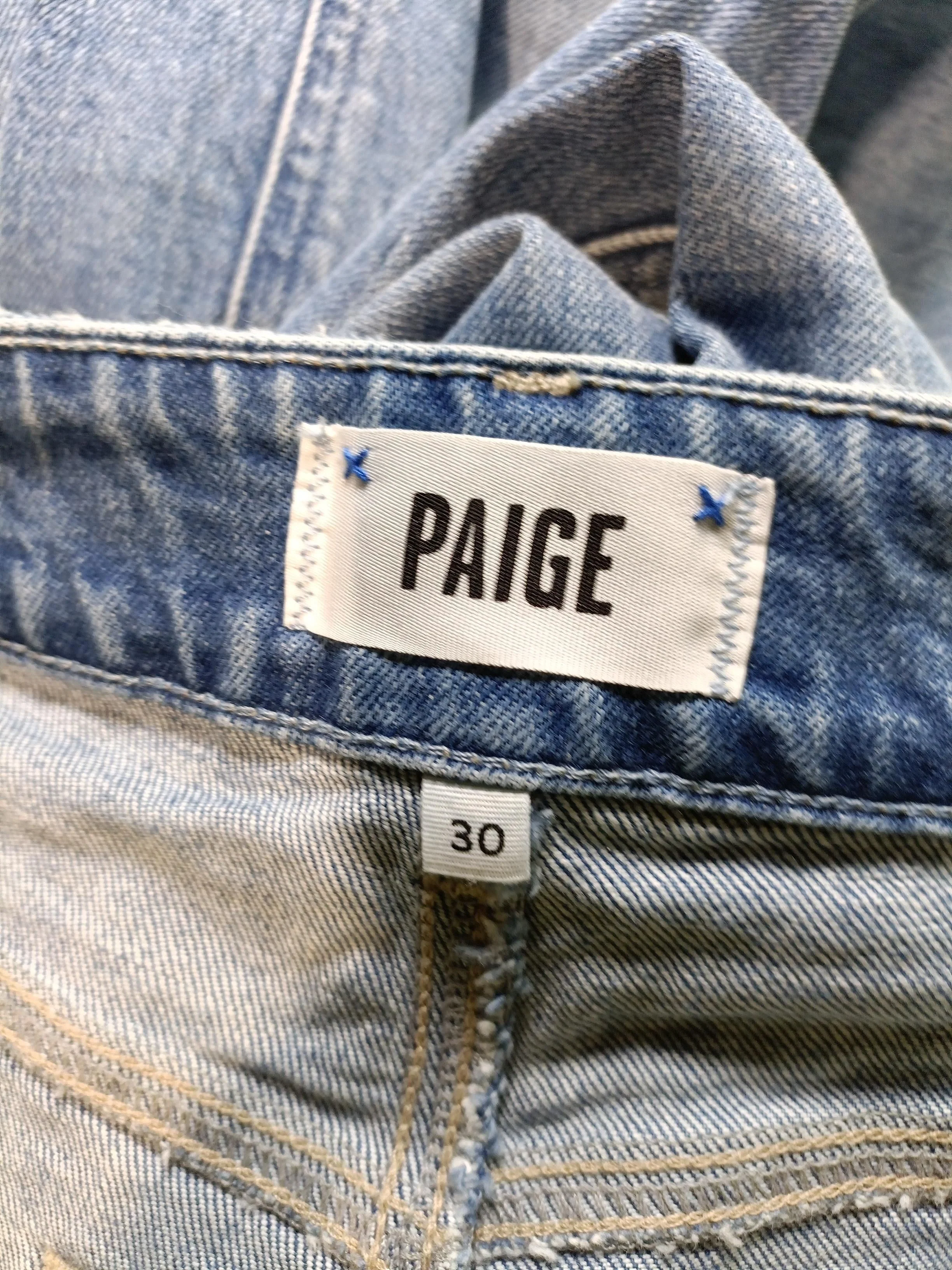 Paige Women's Jeans W 30 in Blue Cotton with Elastane Wide-Leg - Image 5