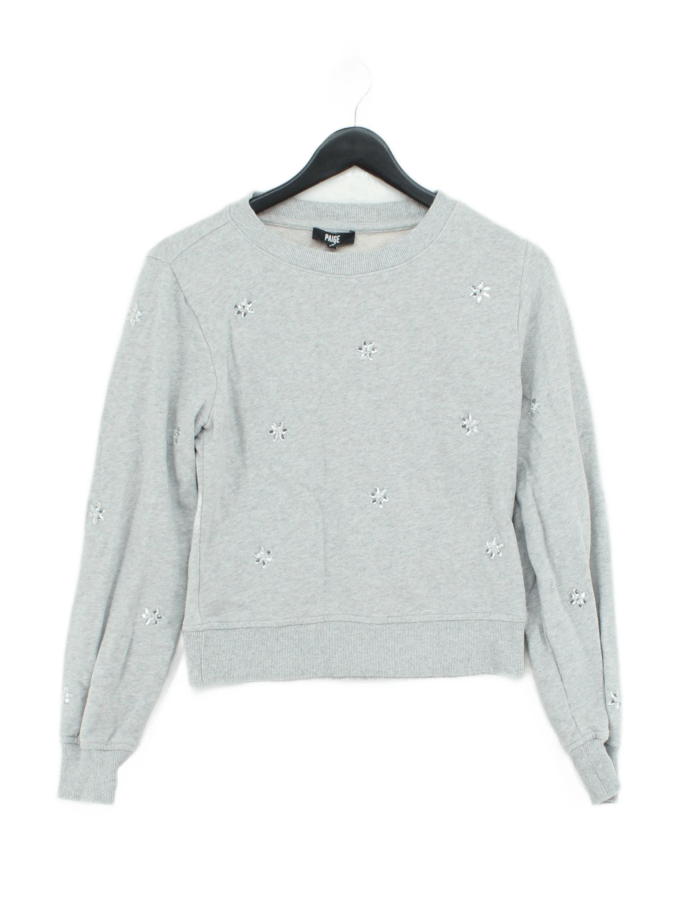 Paige Women's Jumper S Grey Cotton with Spandex Crew Neck Pullover