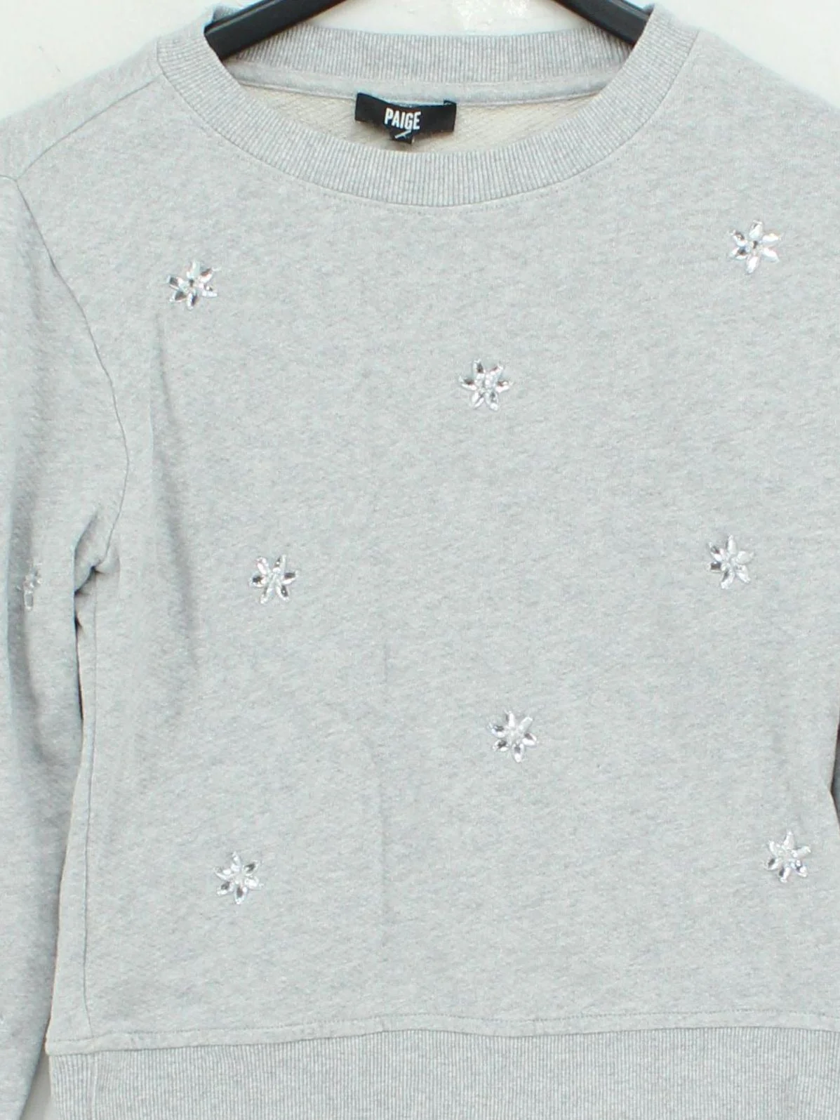 Paige Women's Jumper S Grey Cotton with Spandex Crew Neck Pullover - Image 3