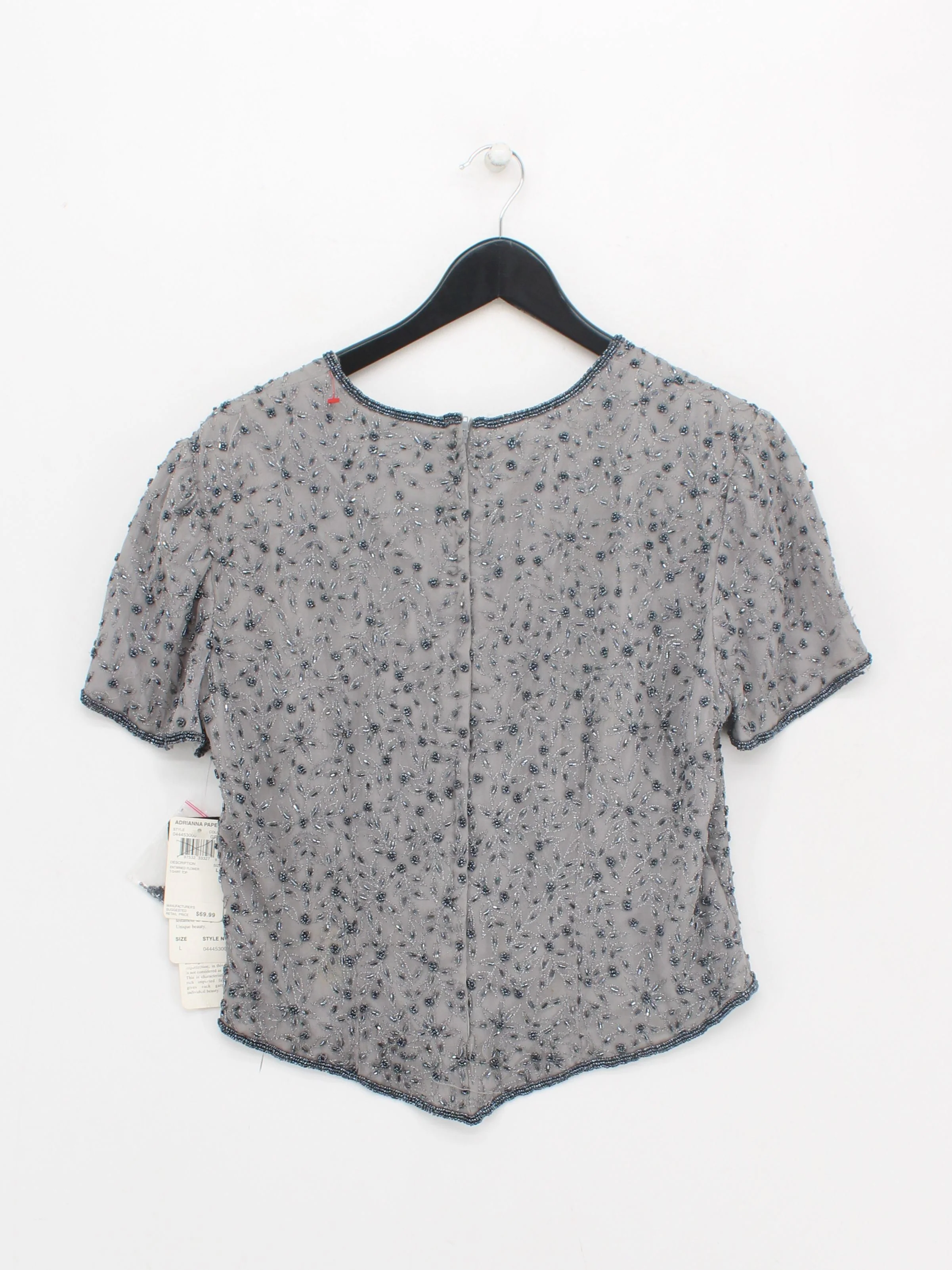 PAPELL Boutique Women's Top L Grey Silk with Polyester Basic - Image 2