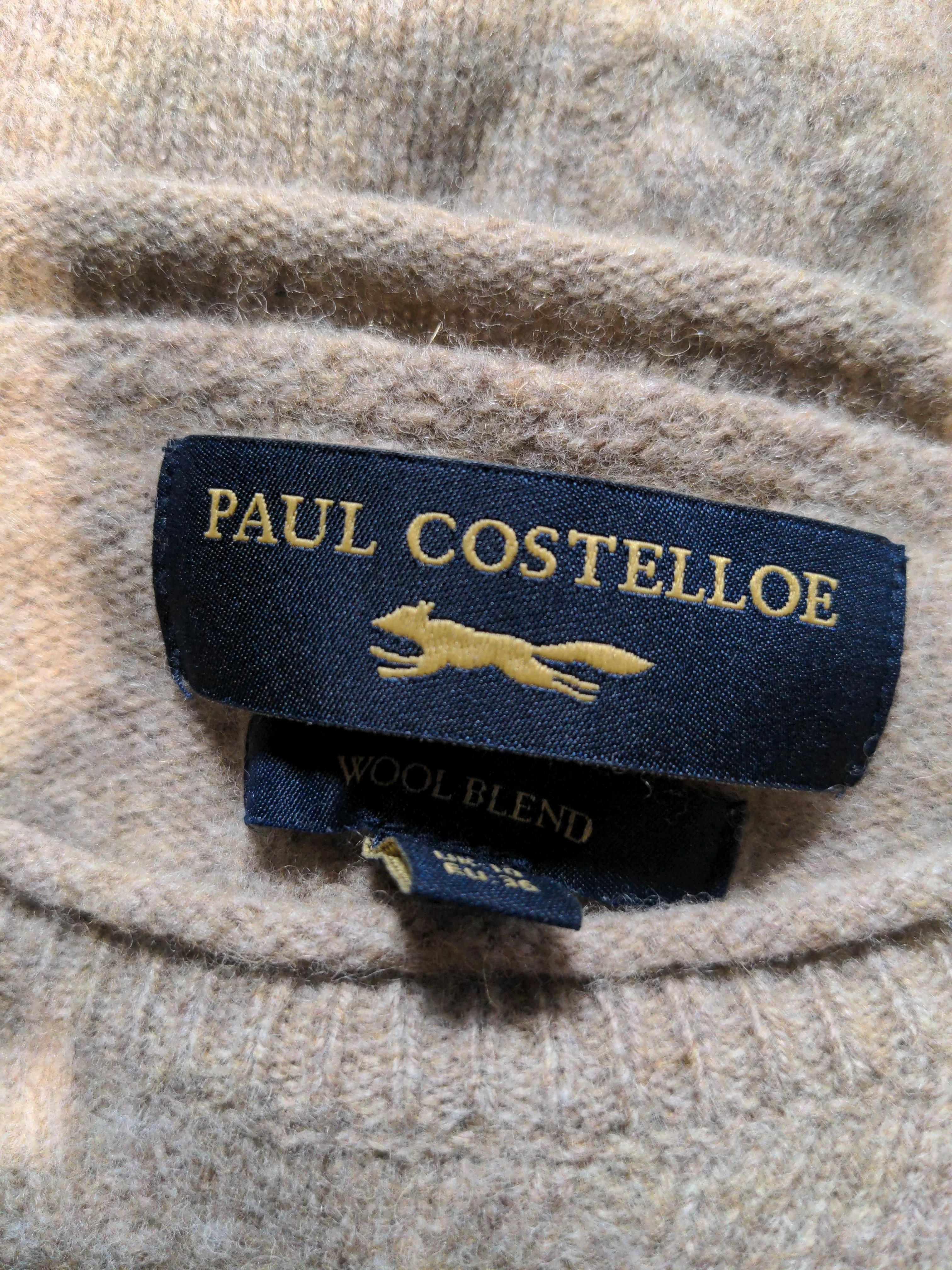 Paul Costelloe Men's Jumper S Tan Wool with Nylon Round Neck Pullover - Image 6