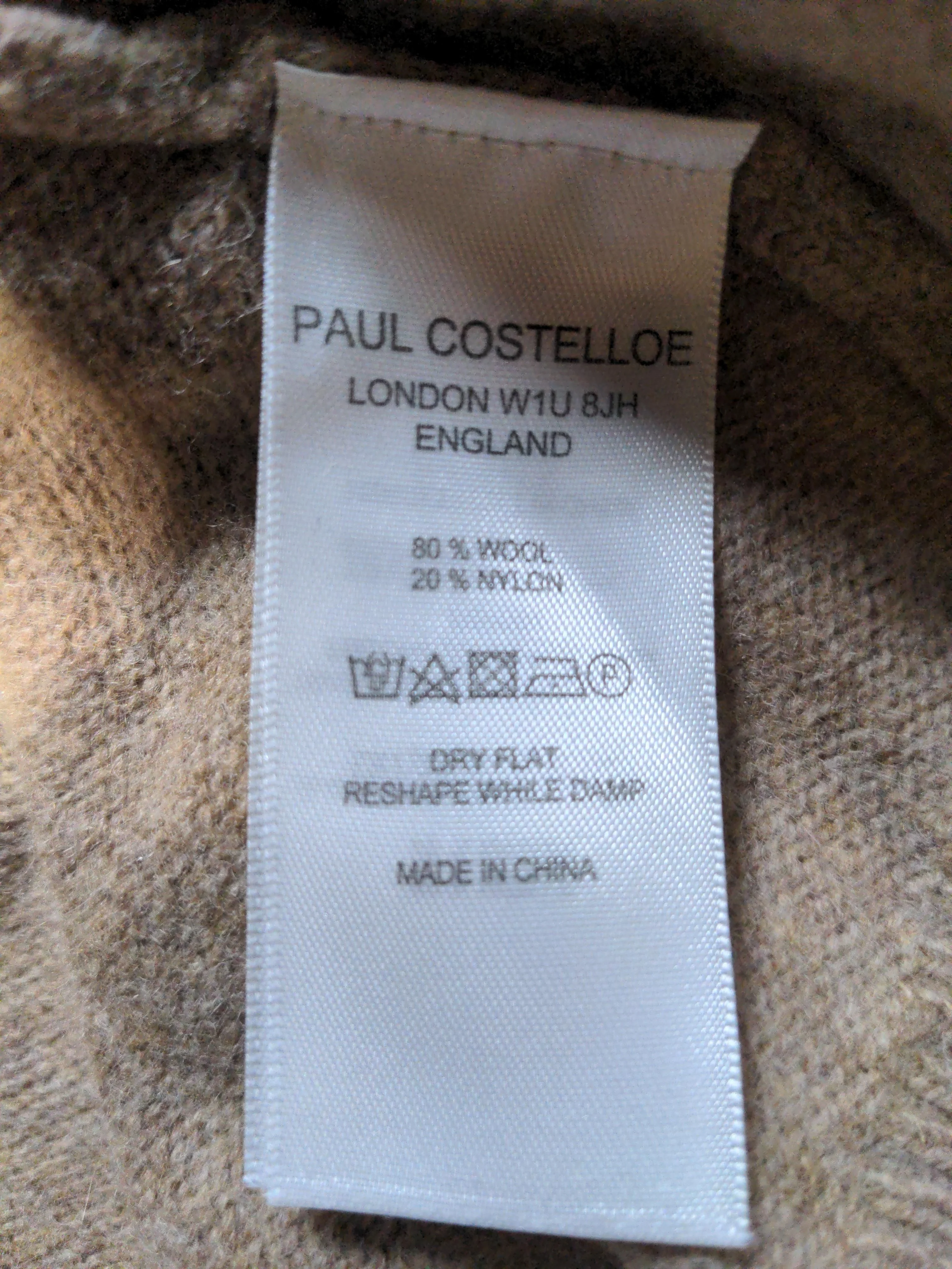 Paul Costelloe Men's Jumper S Tan Wool with Nylon Round Neck Pullover - Image 7