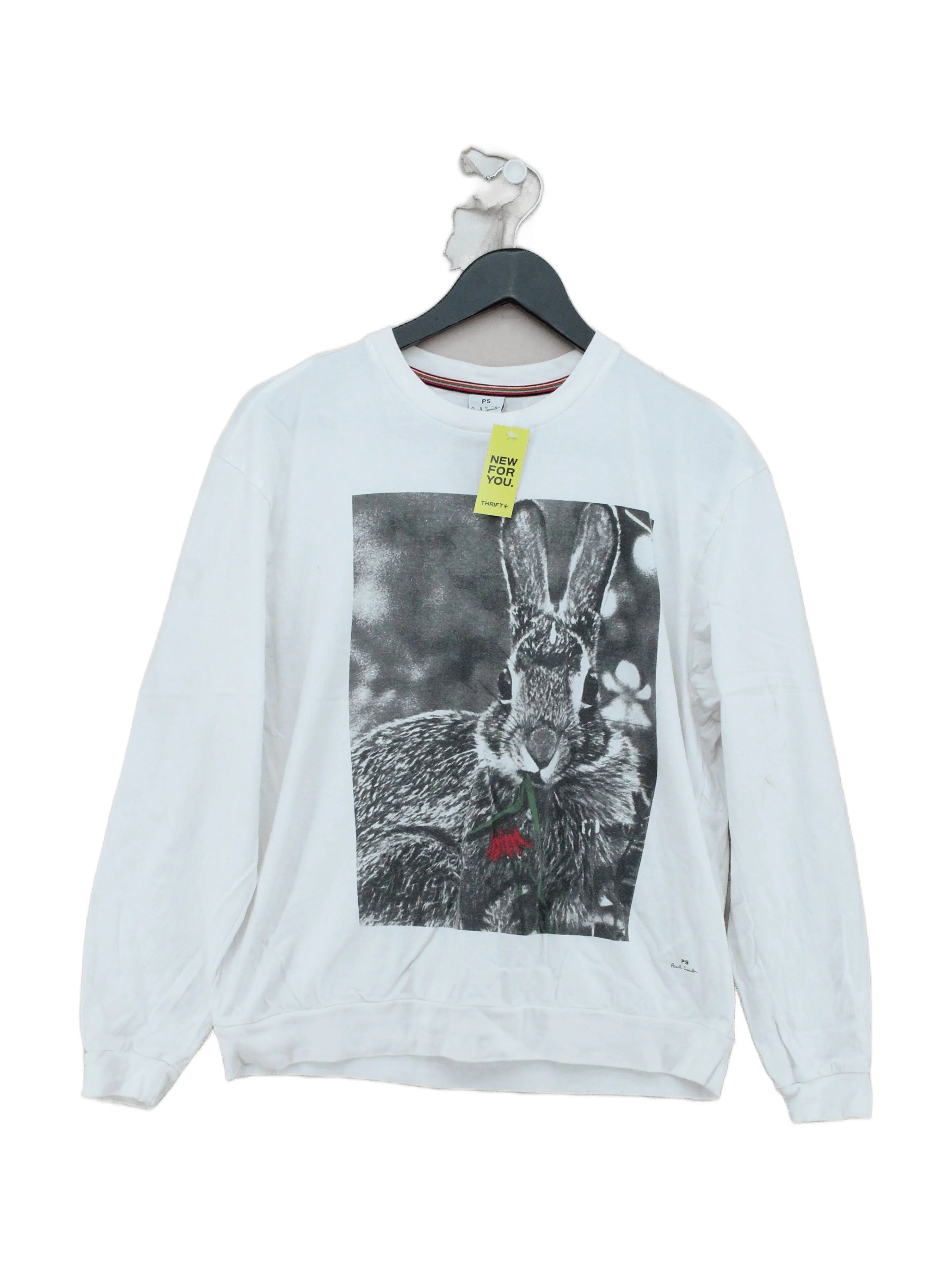 Paul Smith Men's Hoodie M White Graphic 100% Cotton Pullover
