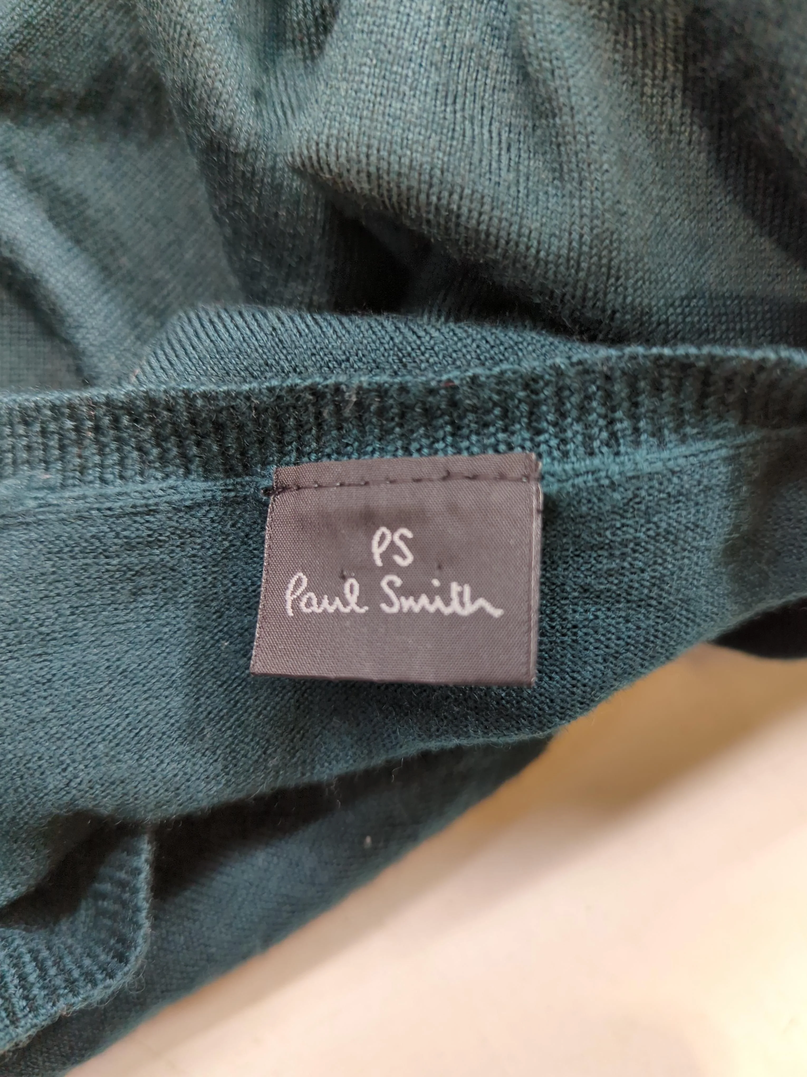 Paul Smith Men's Jumper L Green 100% Wool V-Neck Pullover - Image 6