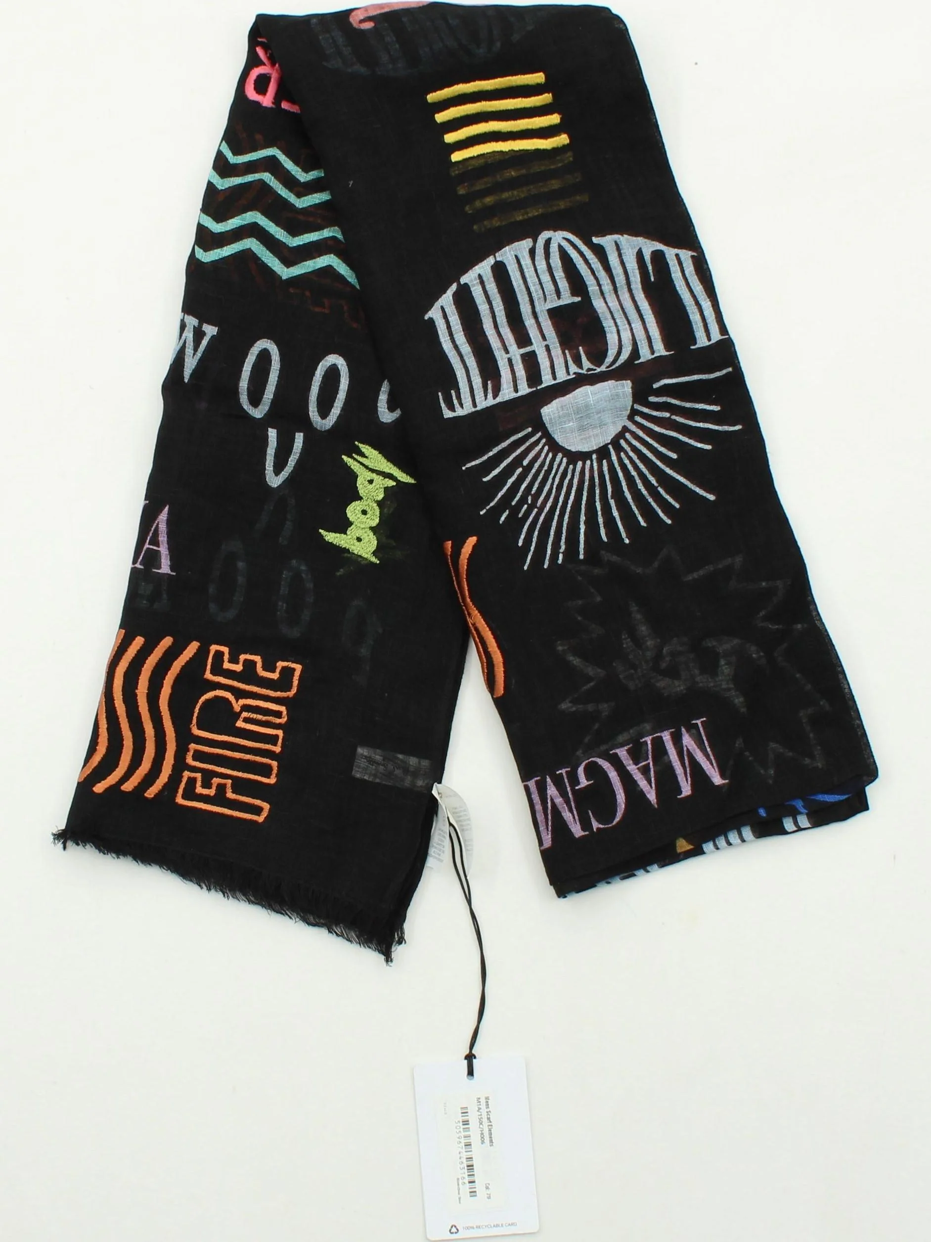 Paul Smith Men's Scarf Black Graphic 100% Linen Scarf New with tags - Image 2