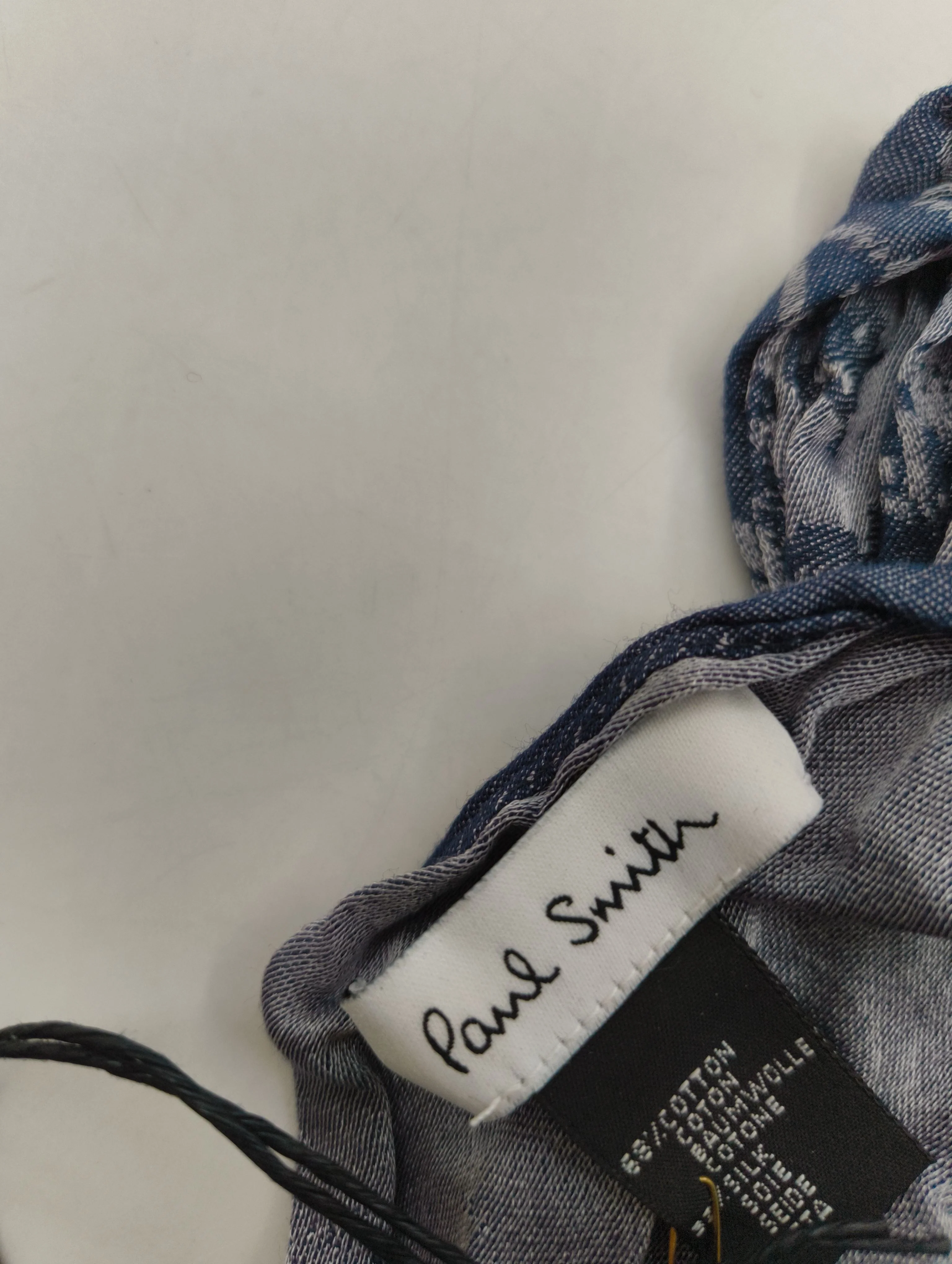 Paul Smith Men's Scarf Blue Graphic Cotton with Silk Scarf New with tags - Image 7