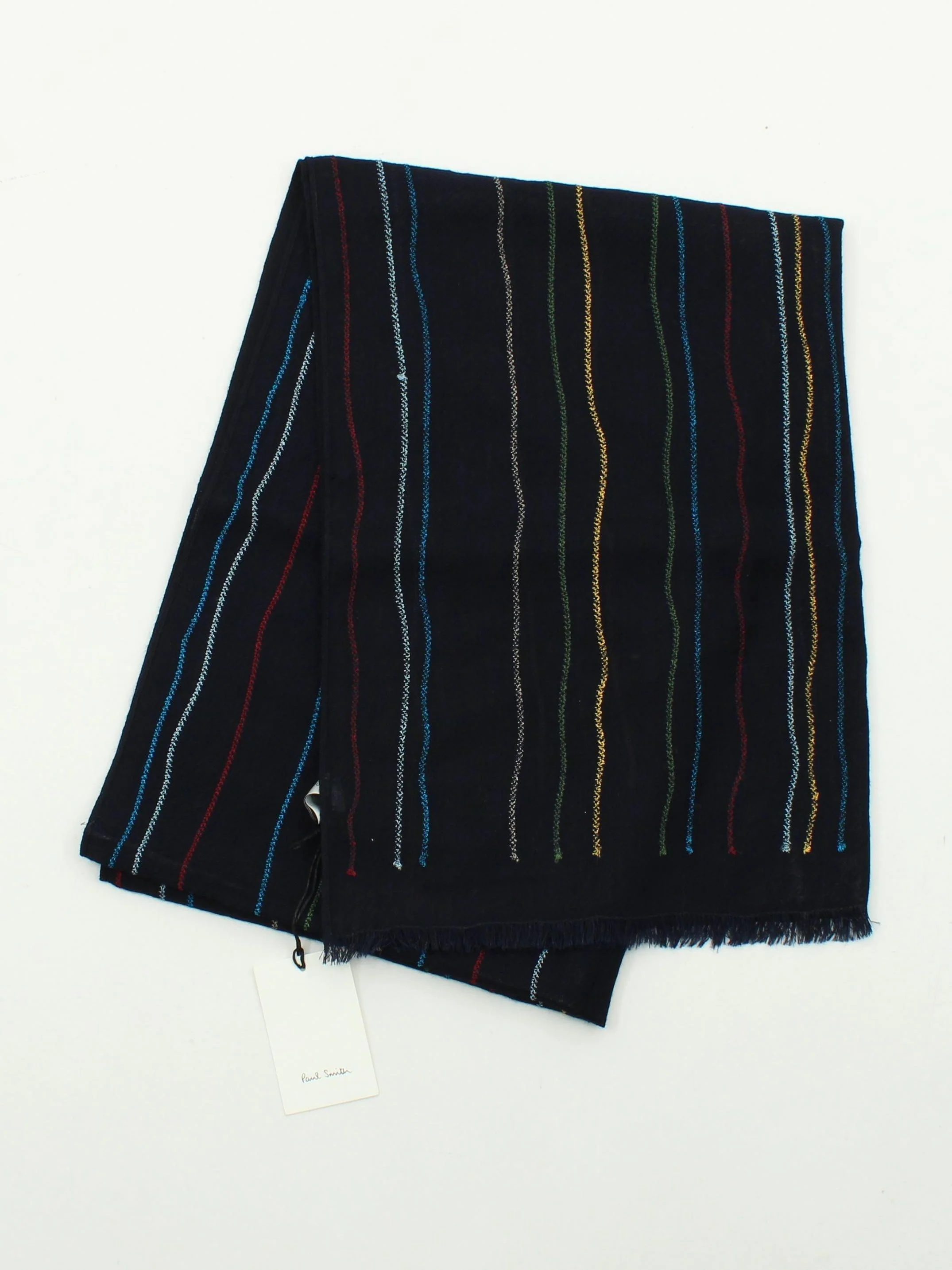 Paul Smith Men's Scarf Blue Striped 100% Wool Scarf New with tags - Image 2
