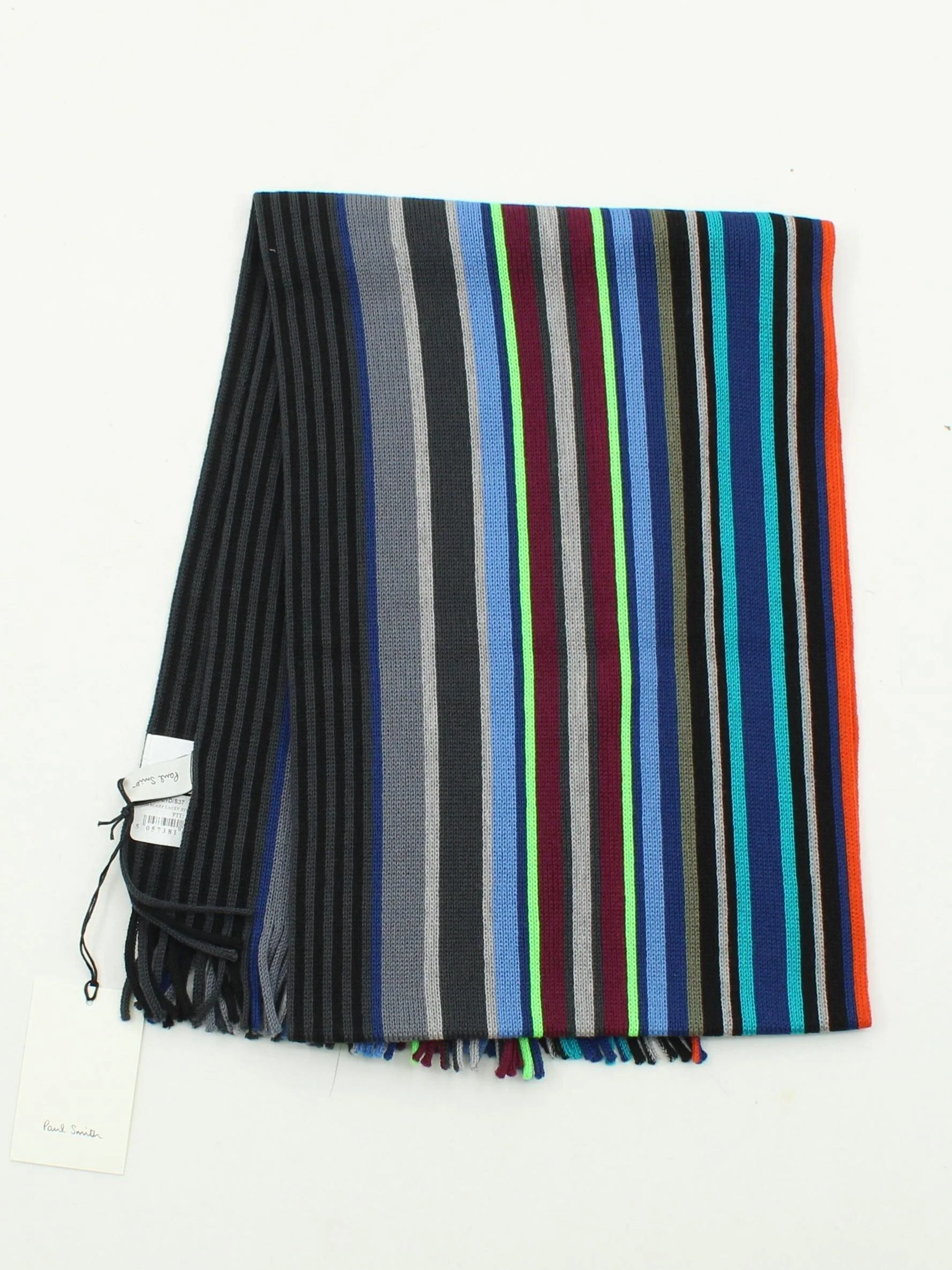 Paul Smith Men's Scarf Multi Striped 100% Wool Scarf New with tags - Image 2