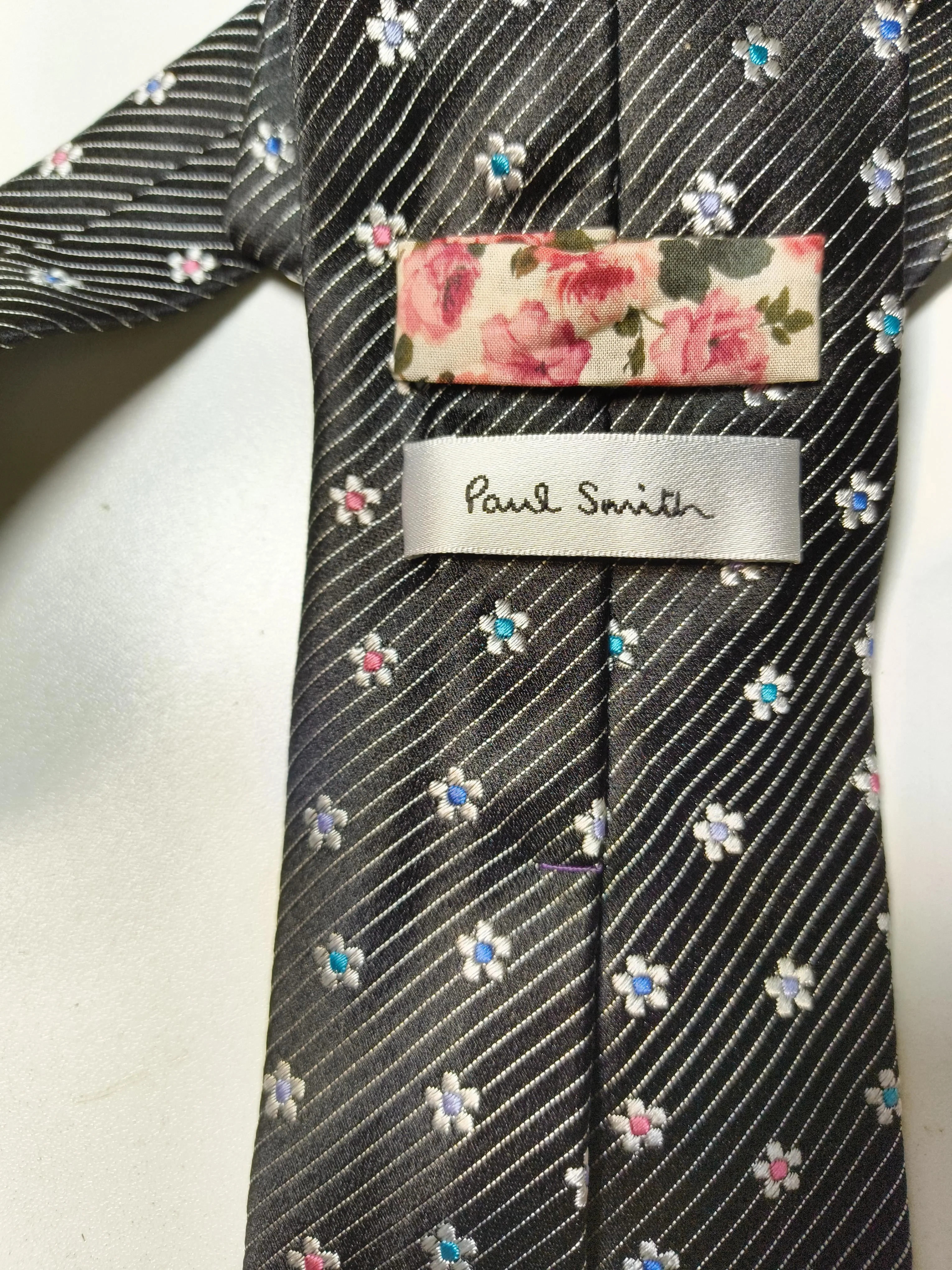 Paul Smith Men's Tie Black Floral 100% Silk - Image 5