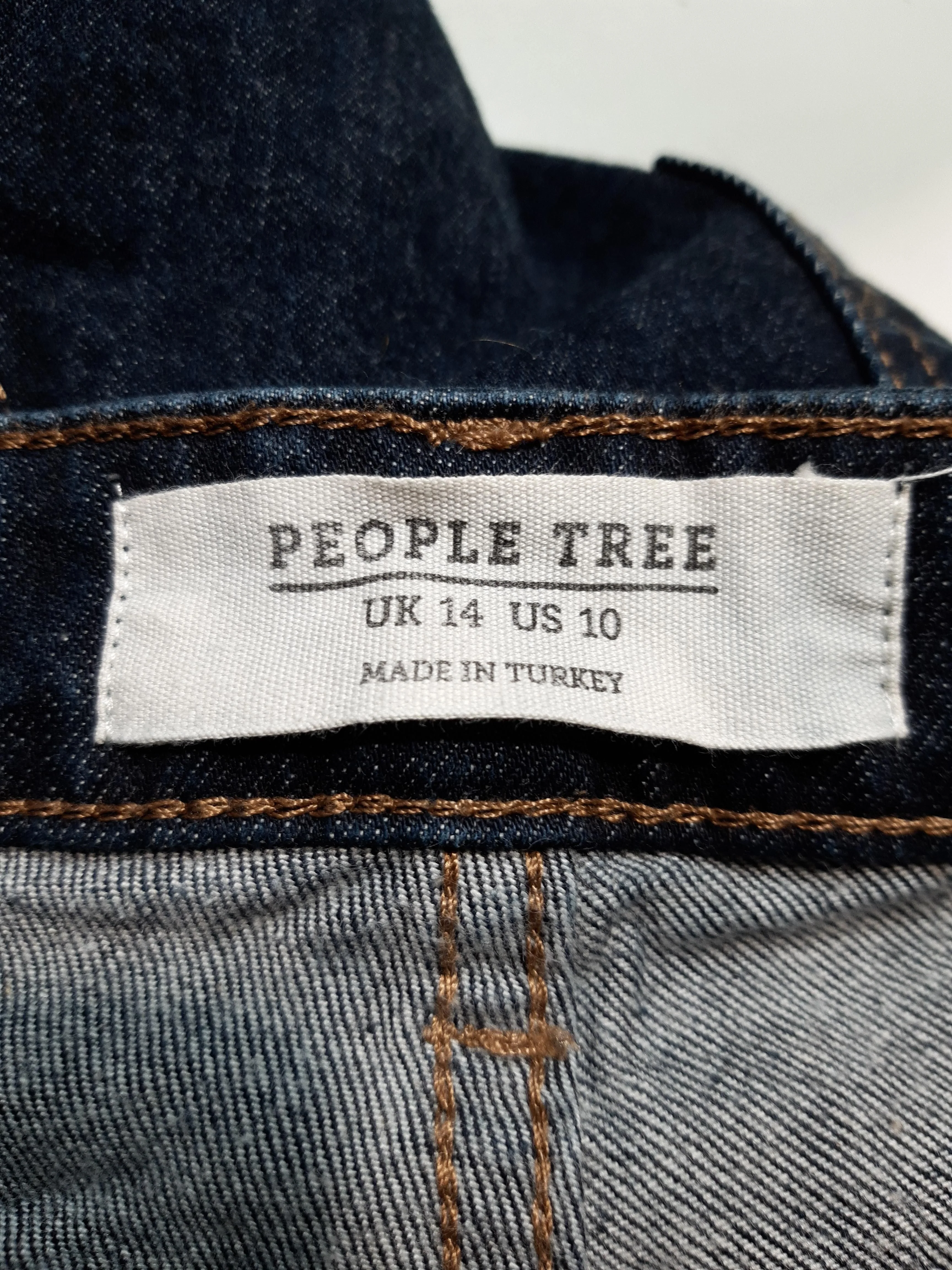 People Tree Women's Jeans UK 14 Blue Cotton with Elastane Straight - Image 5