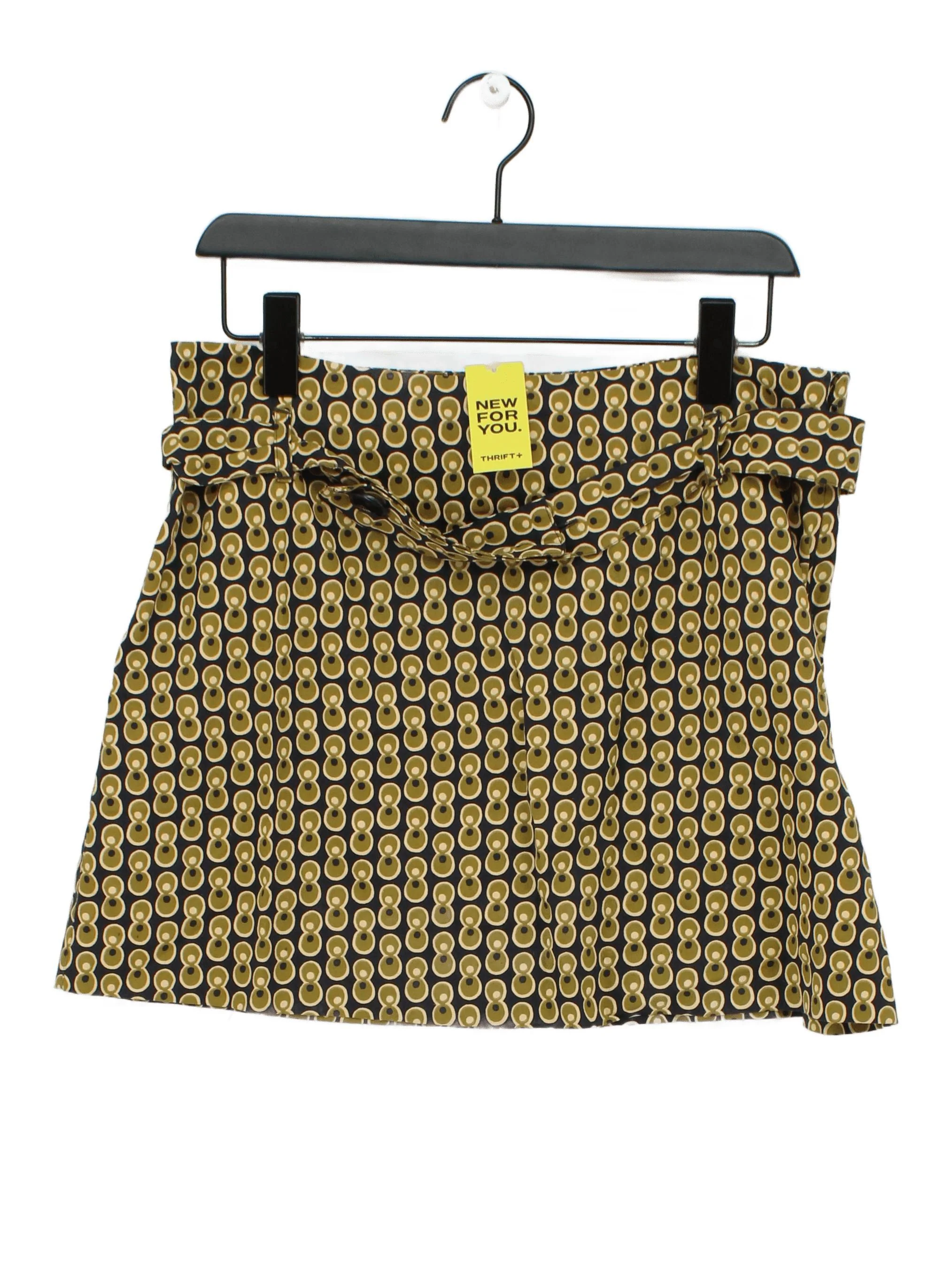 People Tree Women's Mini Skirt UK 14 Multi Geometric 100% Cotton Short Mini