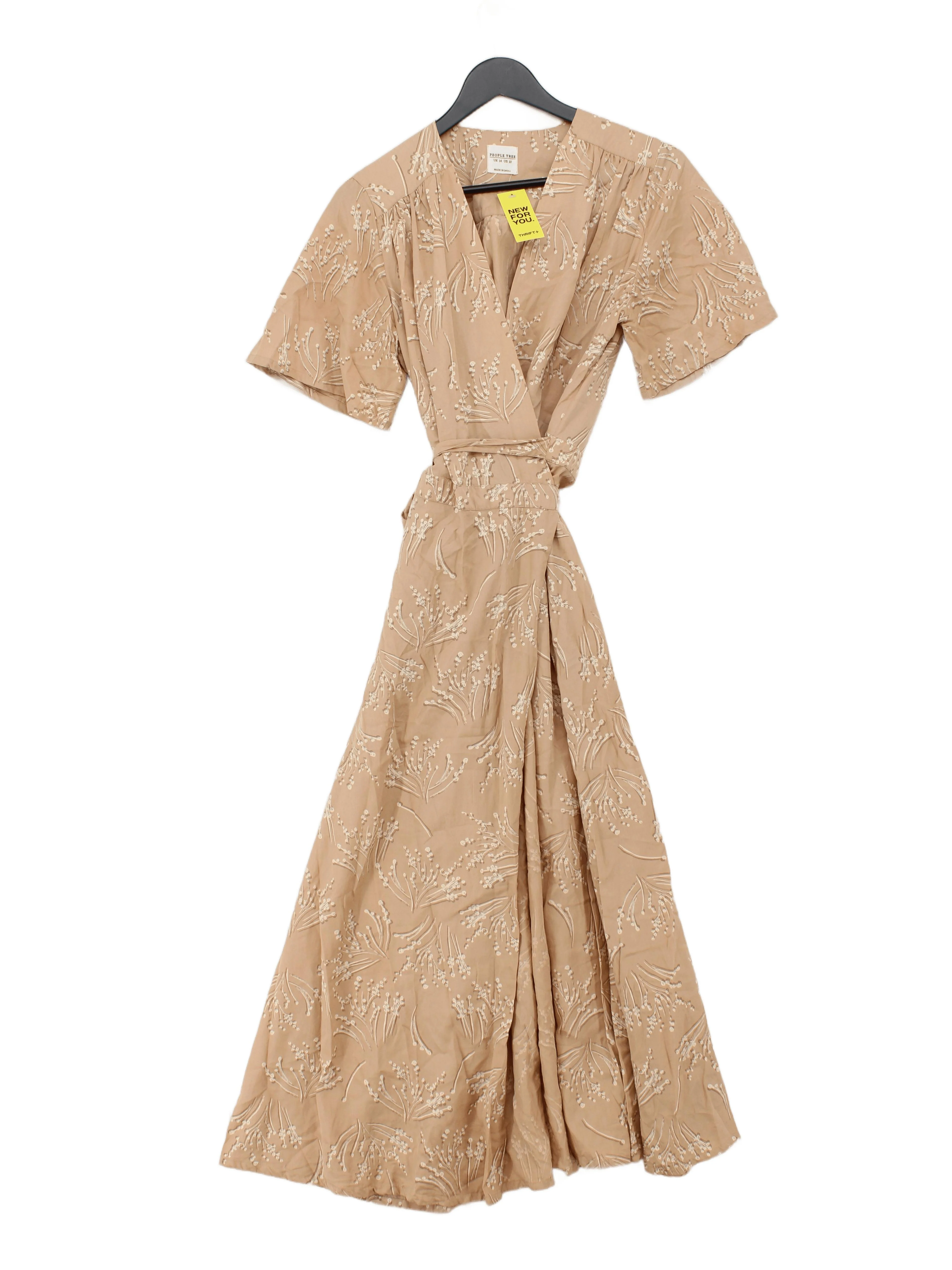 People Tree Wrap Midi Dress UK14 in Tan