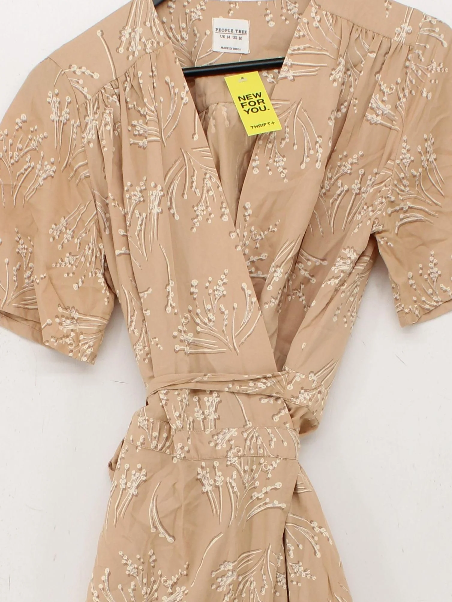 People Tree Wrap Midi Dress UK14 in Tan - Image 3