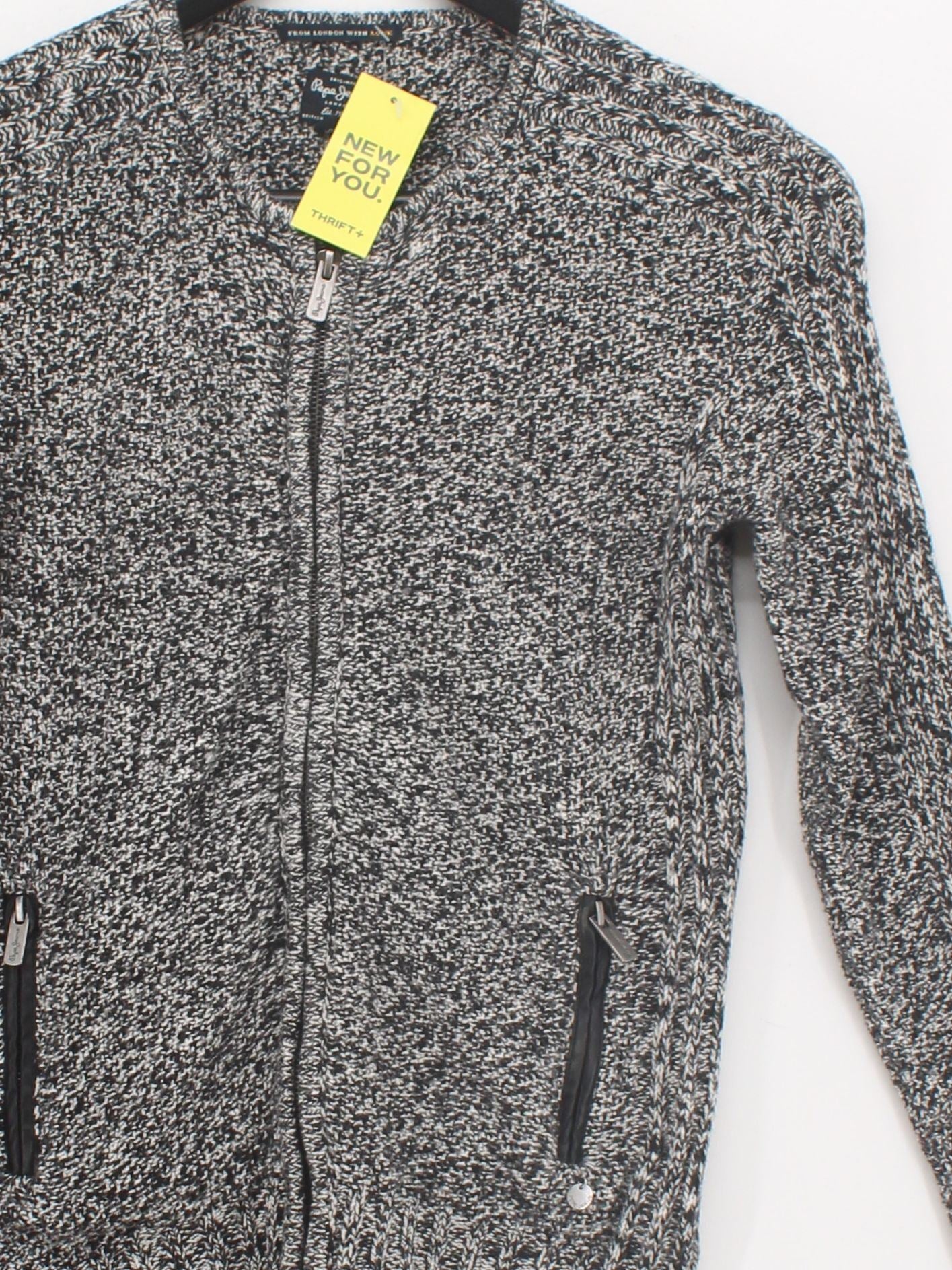 Pepe Jeans Men's Hoodie S Grey Cotton with Nylon, Wool Full Zip - Image 3
