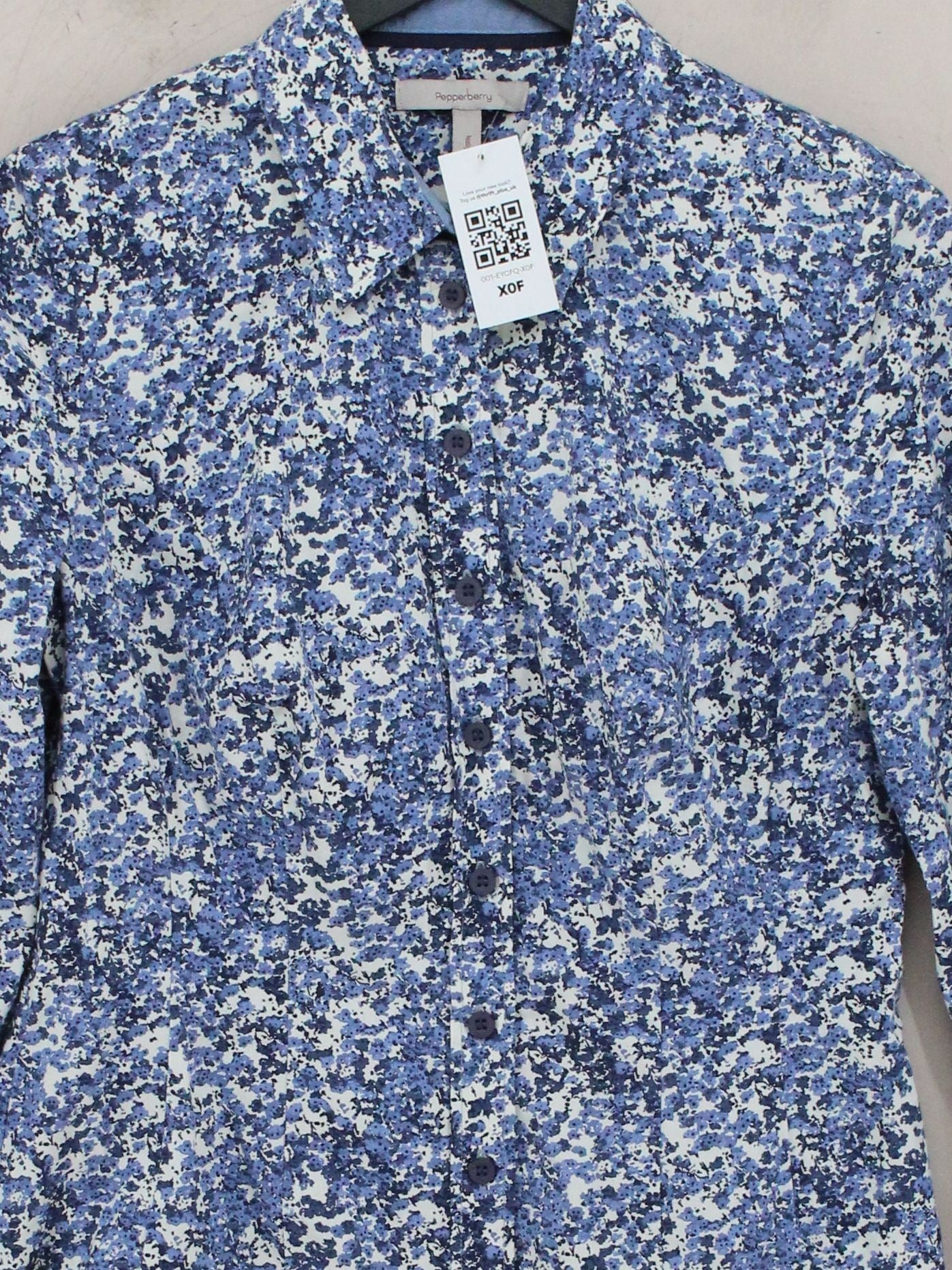 Pepperberry Women's Shirt UK 12 Blue Cotton with Elastane Basic - Image 3