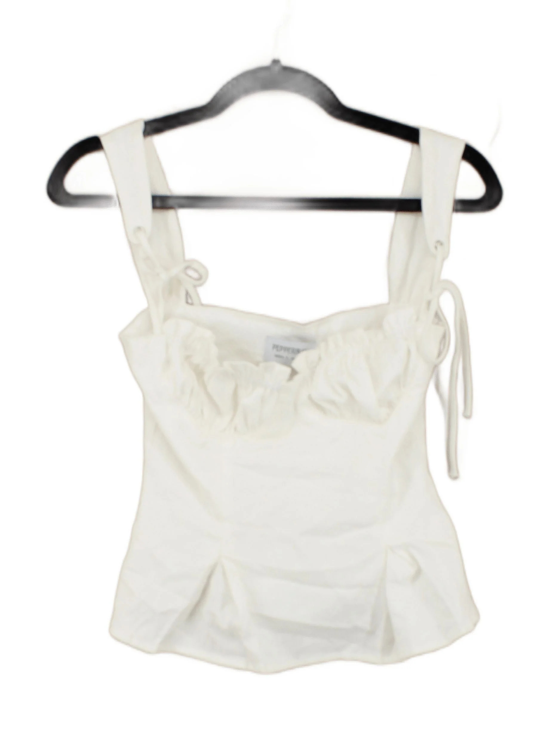 Peppermayo Women's Top UK 8 White 100% Cotton Sleeveless Square Neck Basic