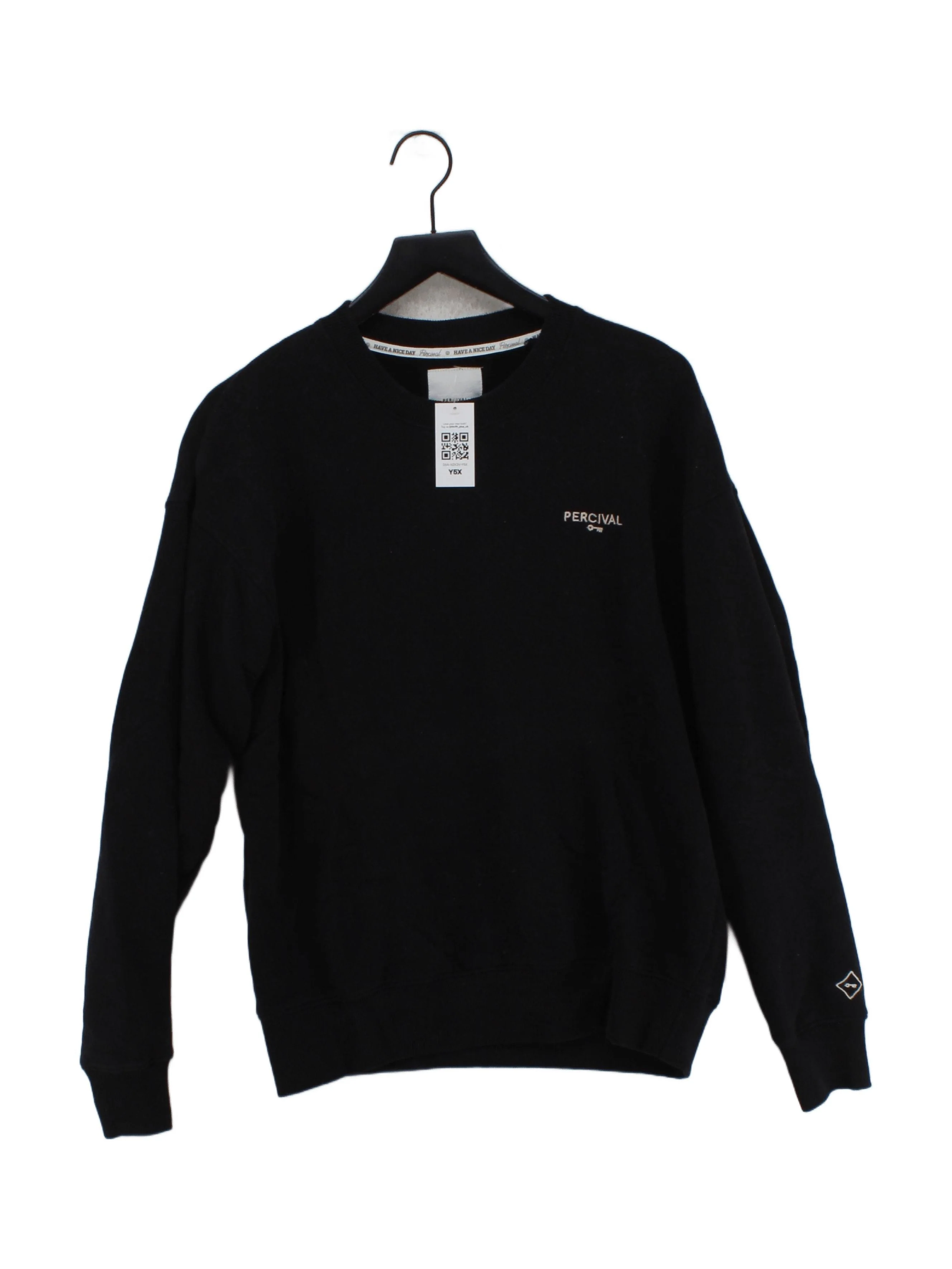 Percival Men's Hoodie M Black 100% Cotton Pullover